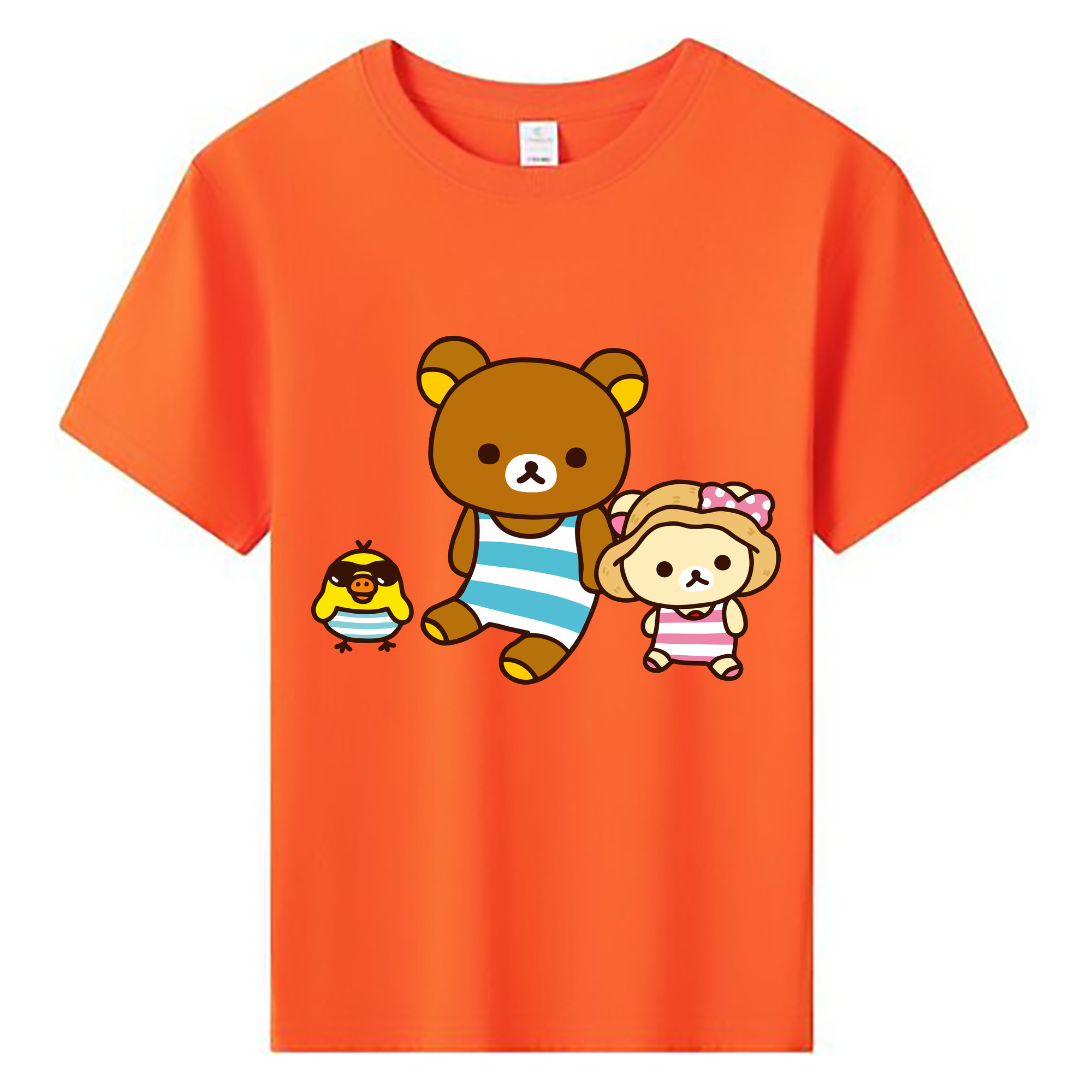 （画像用） リラックマ リラックマ キイロイトリ Rilakkuma Korilakkuma Kiiroitori 綿100％キッズTシャツ（フロントプリント）