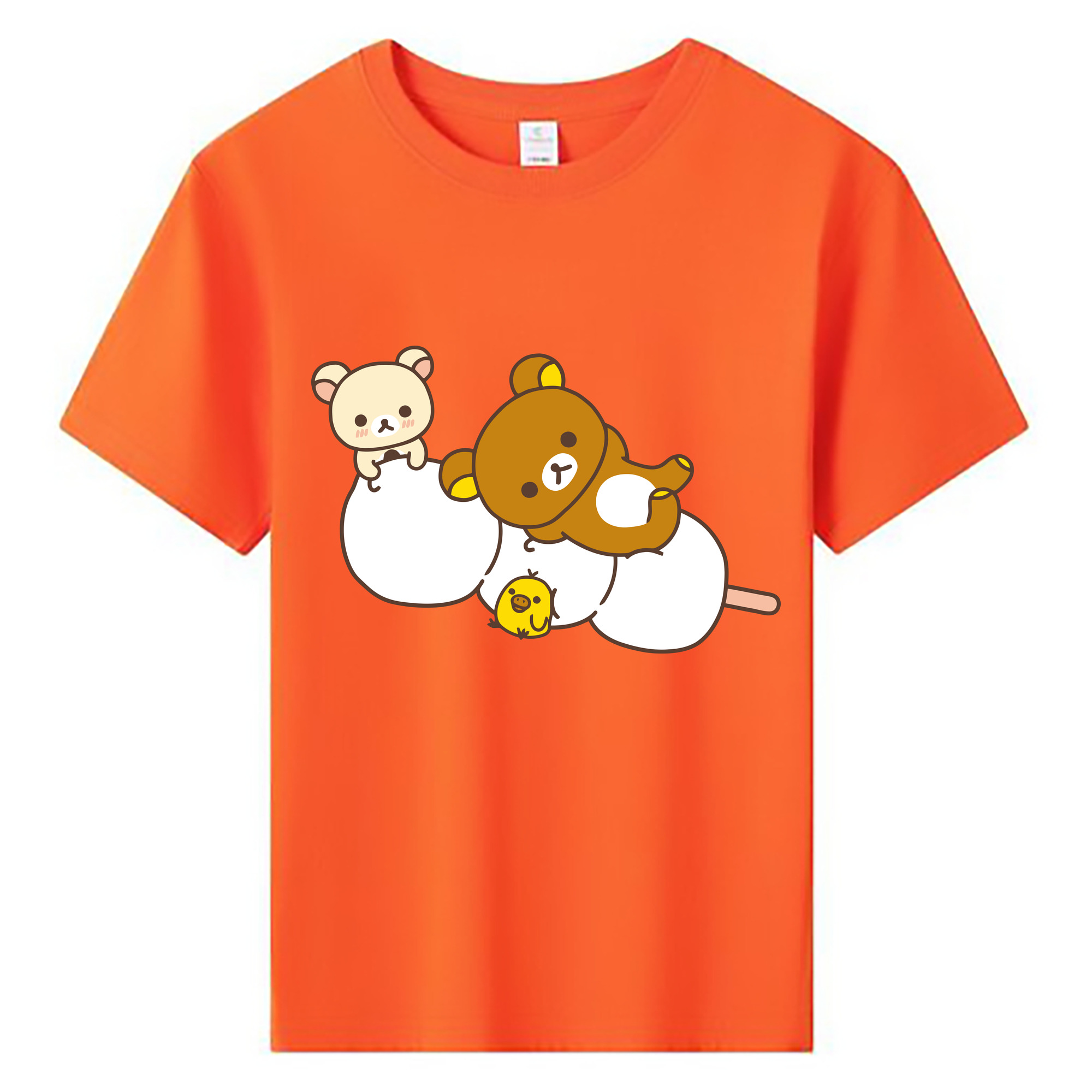 （画像用） リラックマ リラックマ キイロイトリ Rilakkuma Korilakkuma Kiiroitori 綿100％キッズTシャツ（フロントプリント）