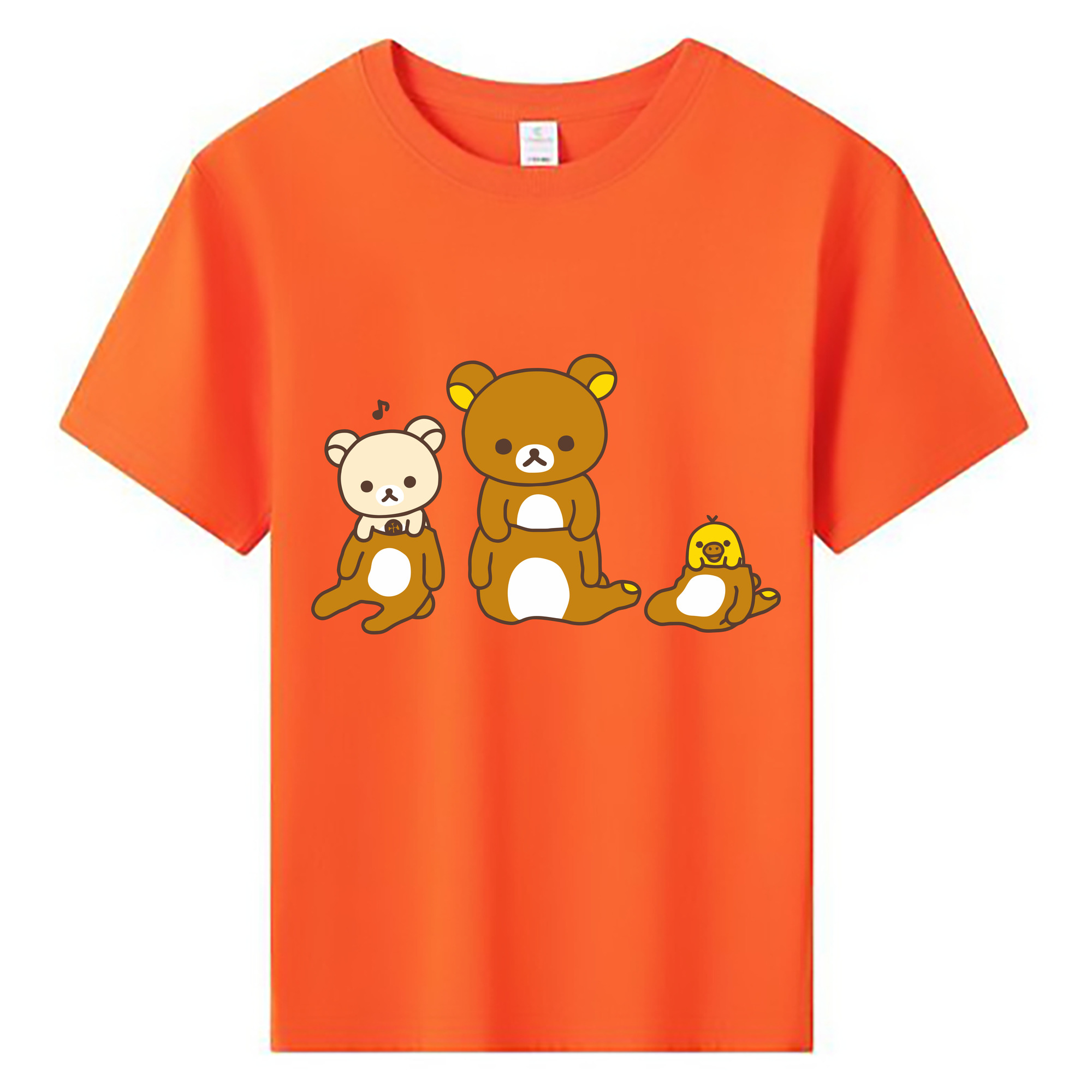 （画像用） リラックマ リラックマ キイロイトリ Rilakkuma Korilakkuma Kiiroitori 綿100％キッズTシャツ（フロントプリント）