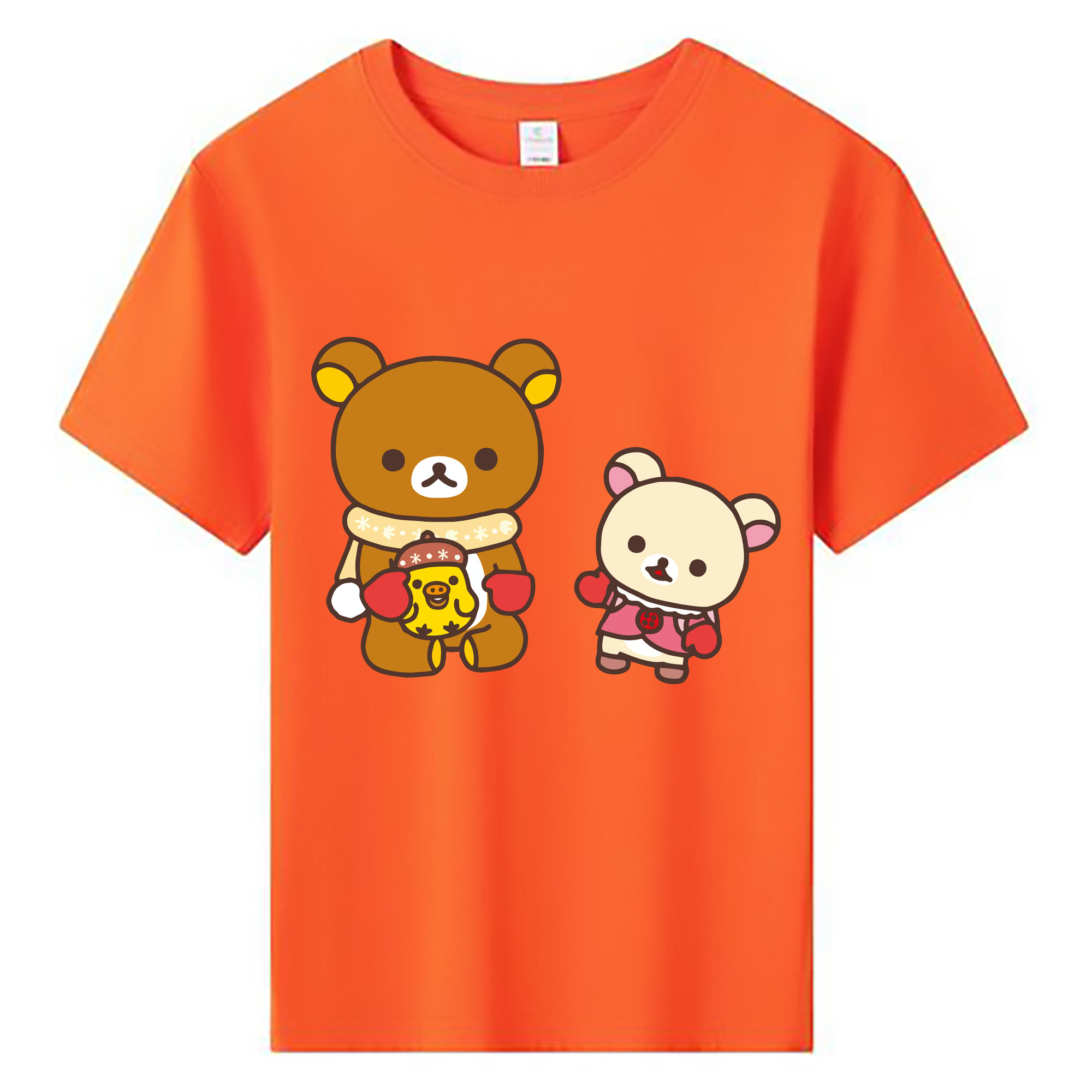（画像用） リラックマ リラックマ キイロイトリ Rilakkuma Korilakkuma Kiiroitori 綿100％キッズTシャツ（フロントプリント）