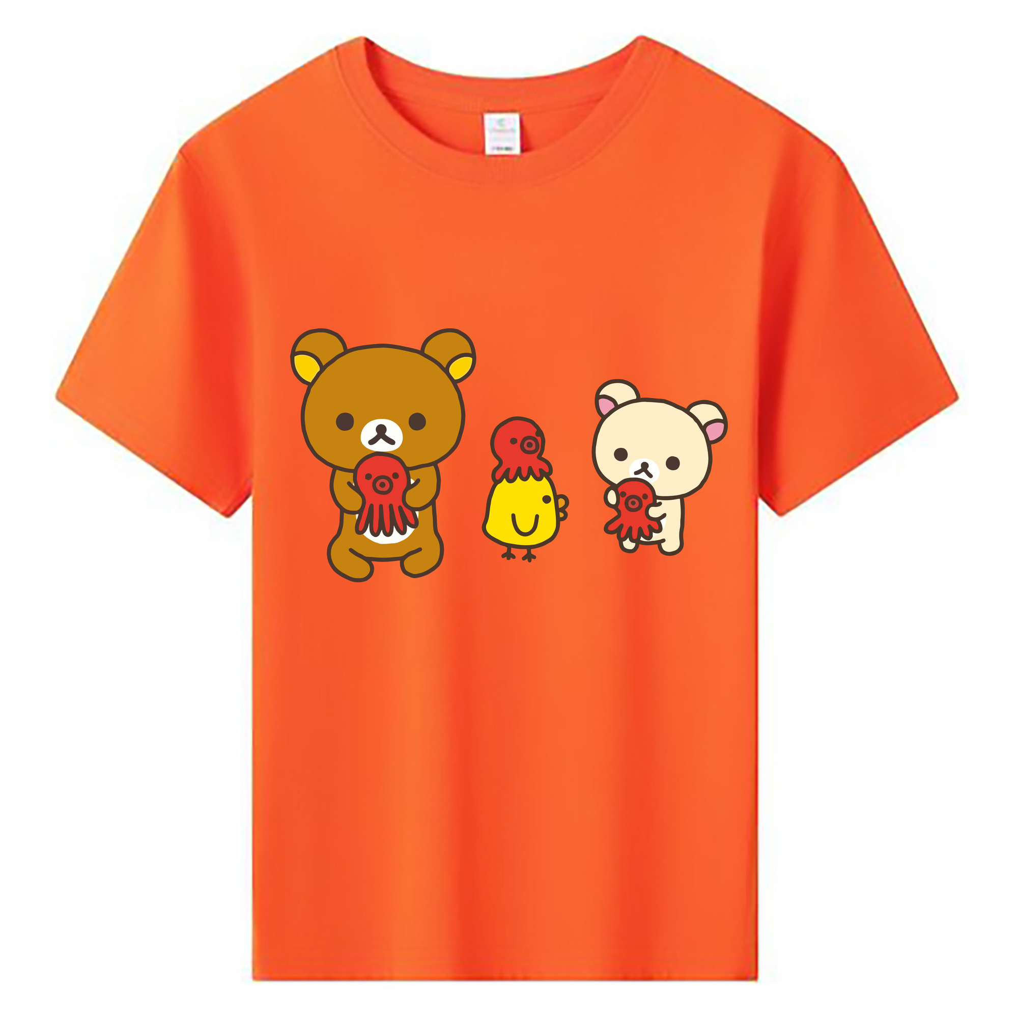 （画像用） リラックマ リラックマ キイロイトリ Rilakkuma Korilakkuma Kiiroitori 綿100％キッズTシャツ（フロントプリント）
