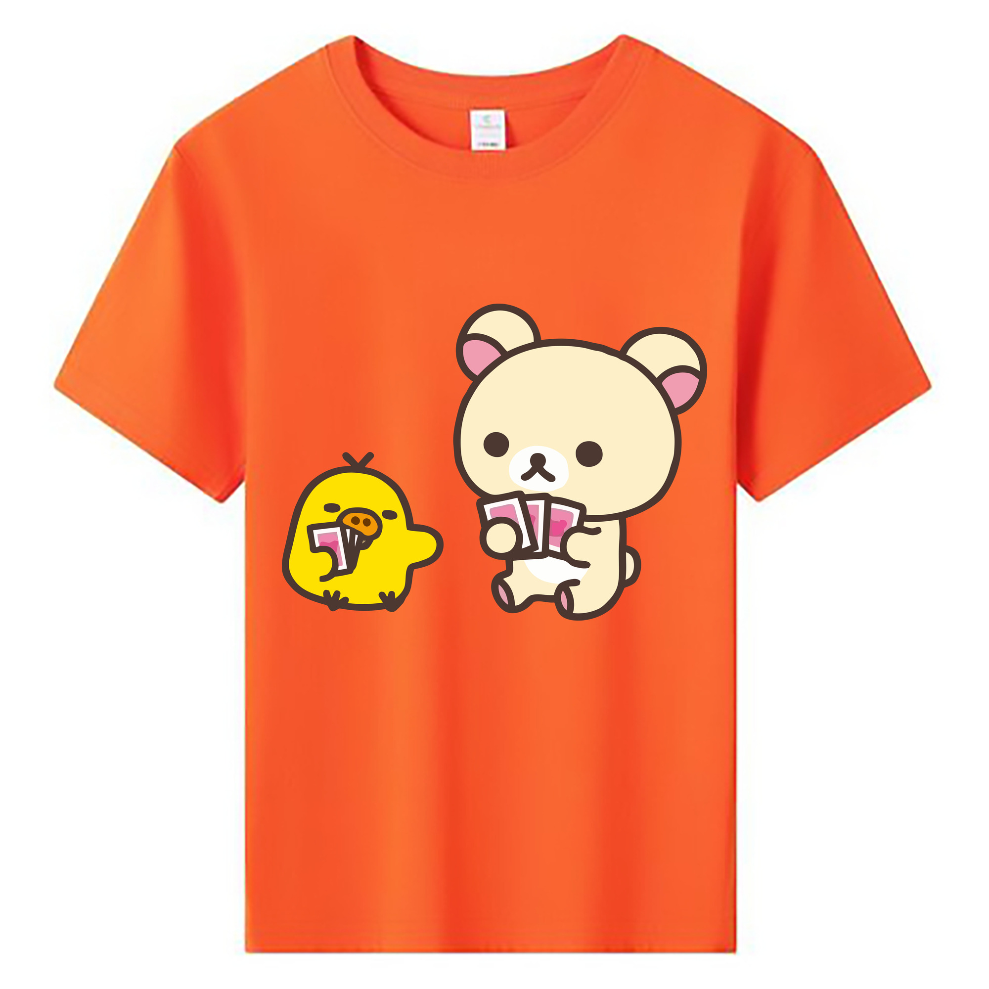 （画像用） リラックマ リラックマ キイロイトリ Rilakkuma Korilakkuma Kiiroitori 綿100％キッズTシャツ（フロントプリント）