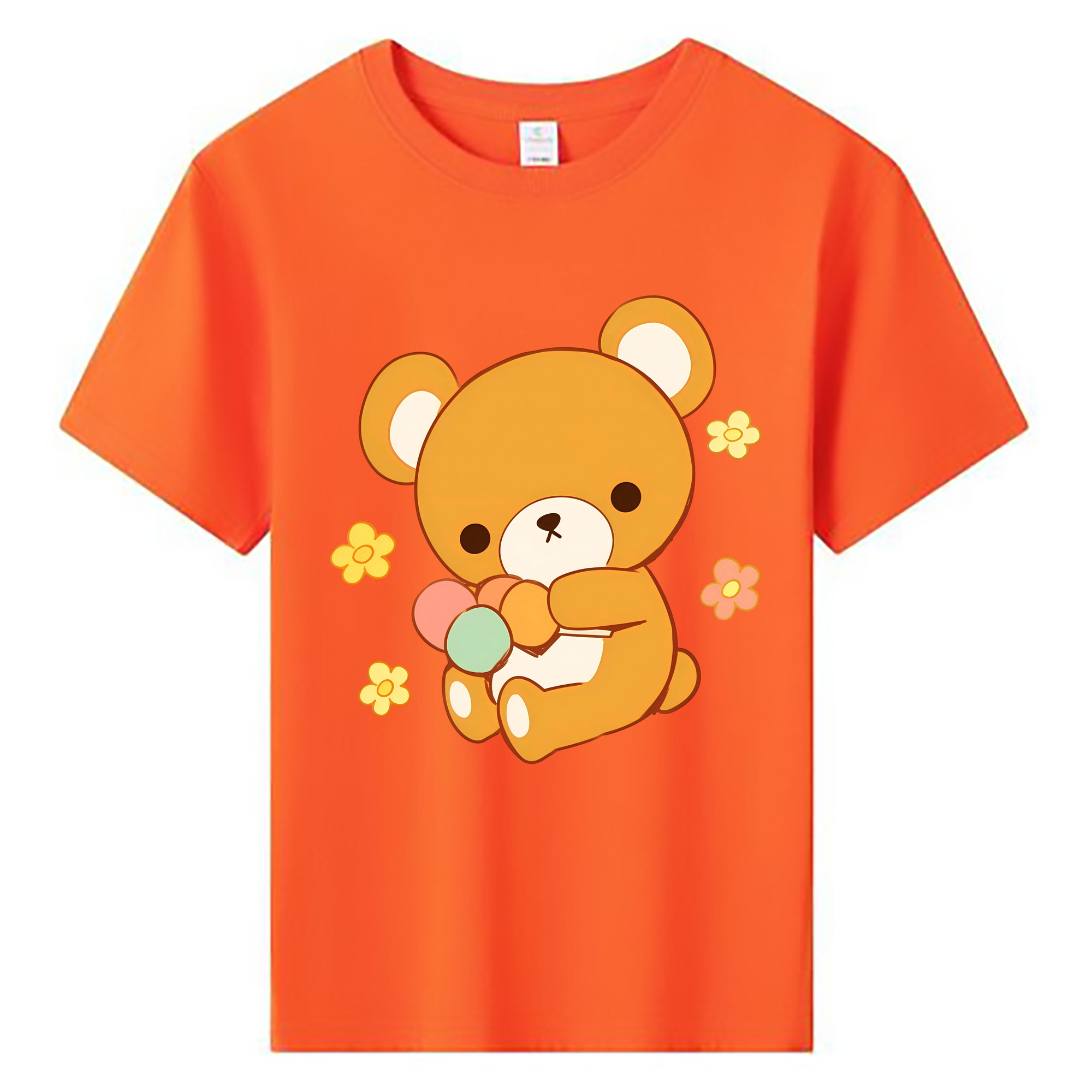 （画像用） リラックマ リラックマ キイロイトリ Rilakkuma Korilakkuma Kiiroitori 綿100％キッズTシャツ（フロントプリント）
