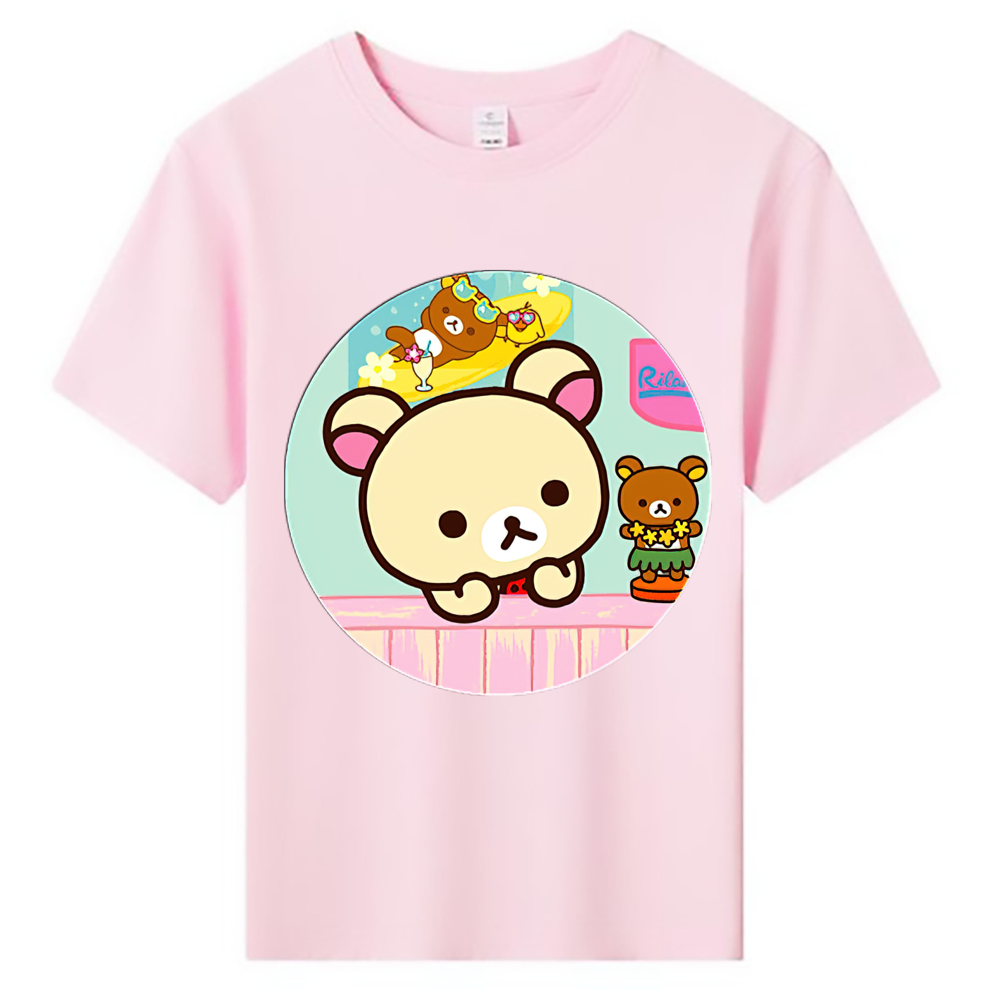 （画像用） リラックマ リラックマ キイロイトリ Rilakkuma Korilakkuma Kiiroitori 綿100％キッズTシャツ（フロントプリント）
