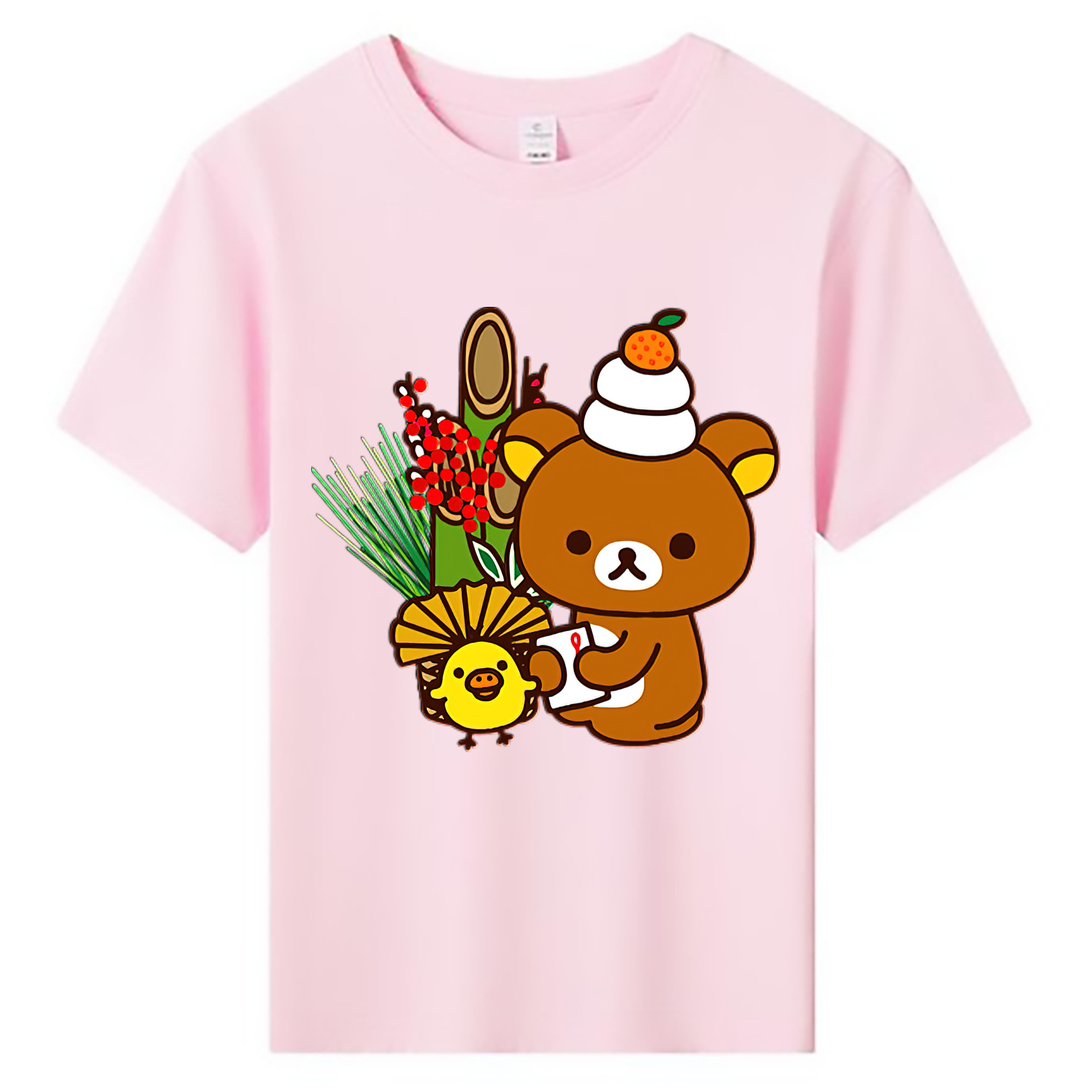 （画像用） リラックマ リラックマ キイロイトリ Rilakkuma Korilakkuma Kiiroitori 綿100％キッズTシャツ（フロントプリント）