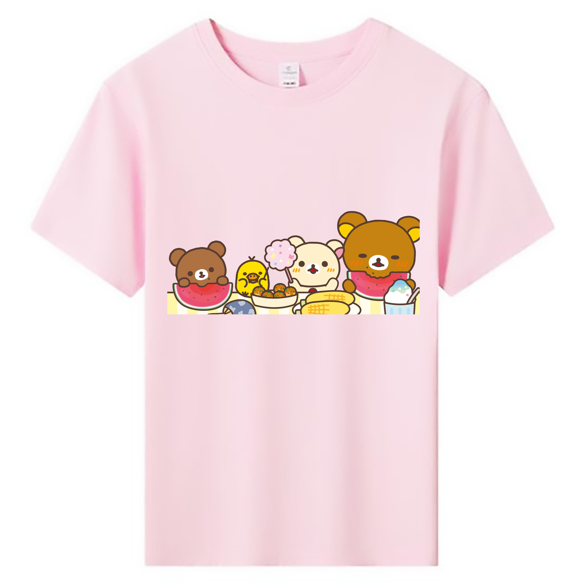 （画像用） リラックマ リラックマ キイロイトリ Rilakkuma Korilakkuma Kiiroitori 綿100％キッズTシャツ（フロントプリント）