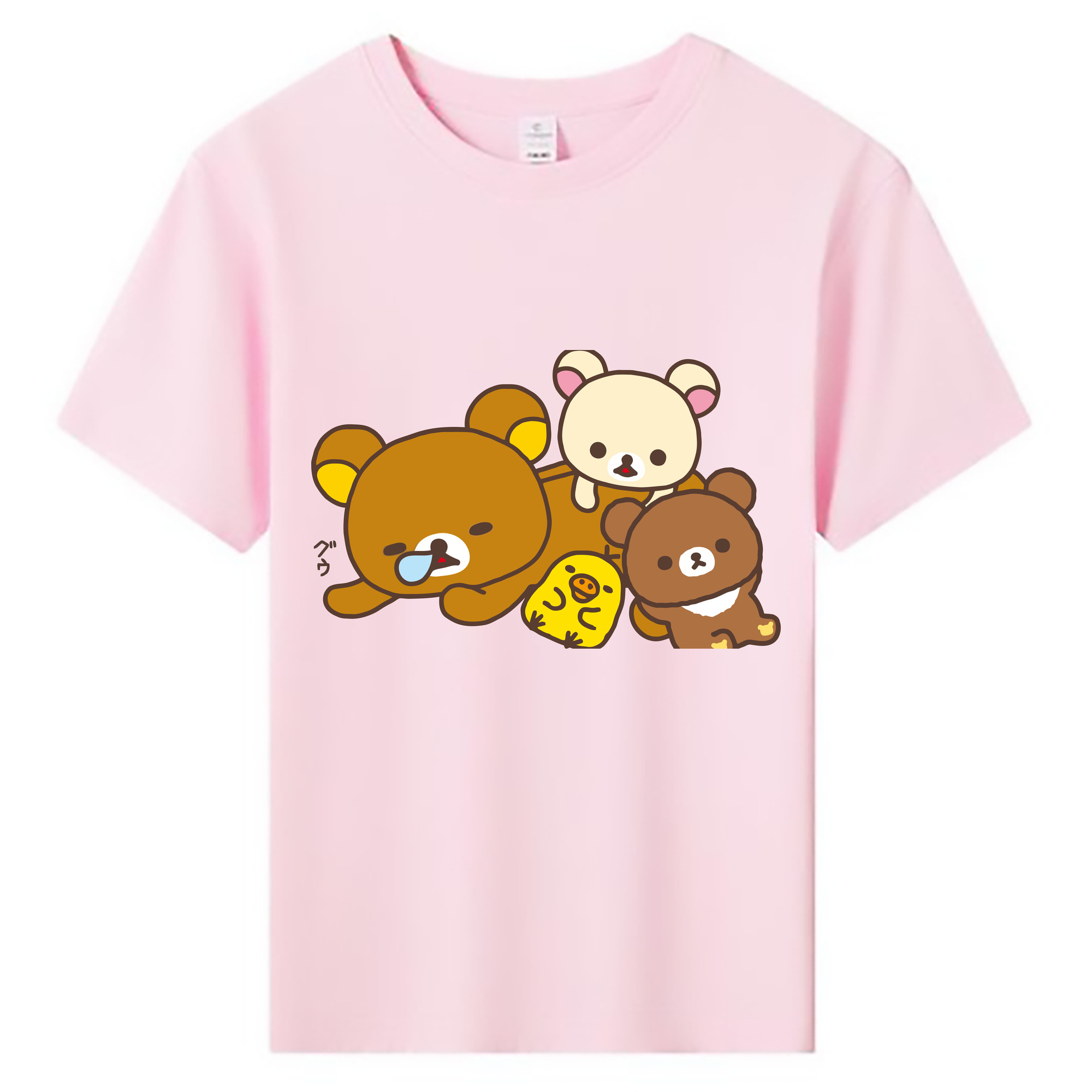 （画像用） リラックマ リラックマ キイロイトリ Rilakkuma Korilakkuma Kiiroitori 綿100％キッズTシャツ（フロントプリント）