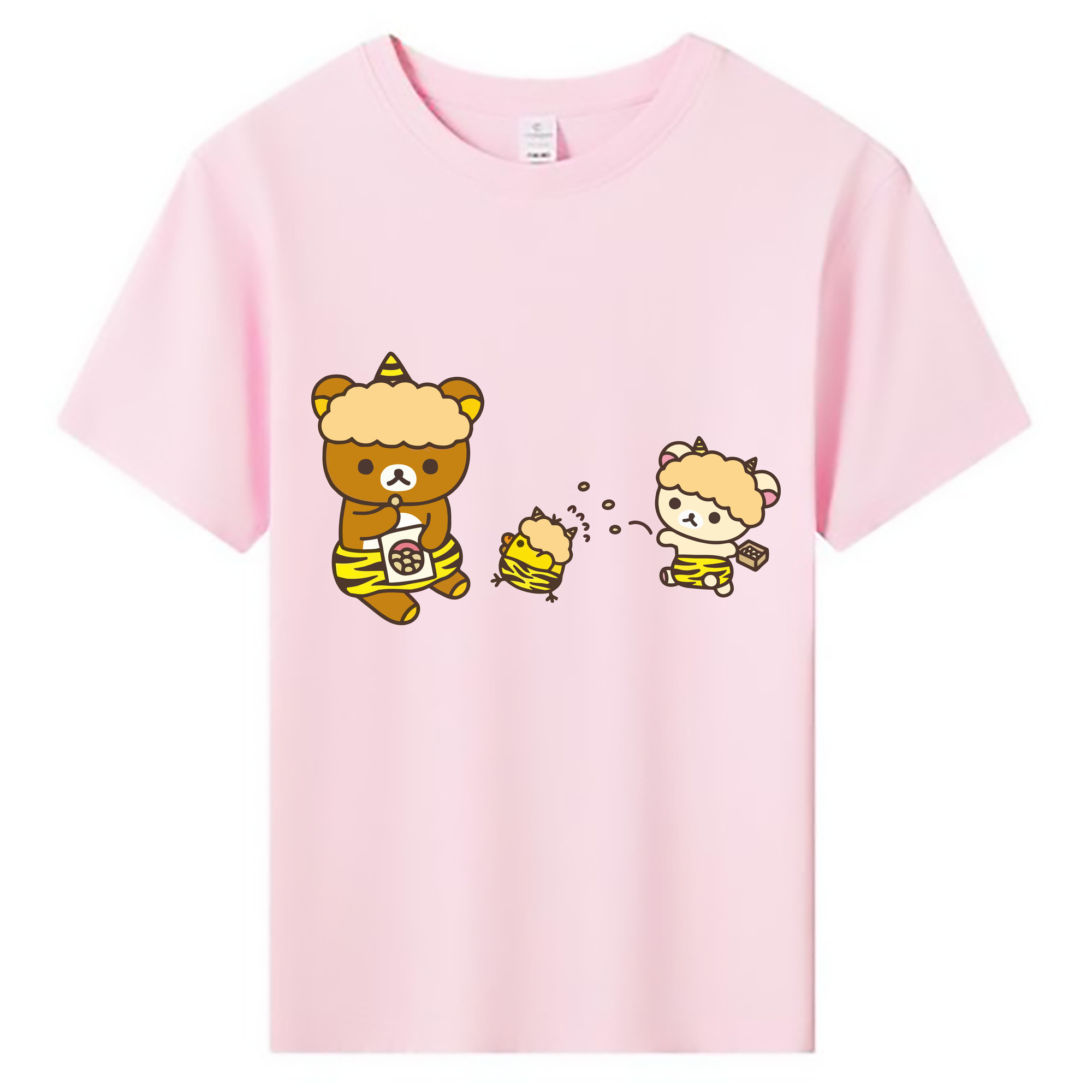 （画像用） リラックマ リラックマ キイロイトリ Rilakkuma Korilakkuma Kiiroitori 綿100％キッズTシャツ（フロントプリント）