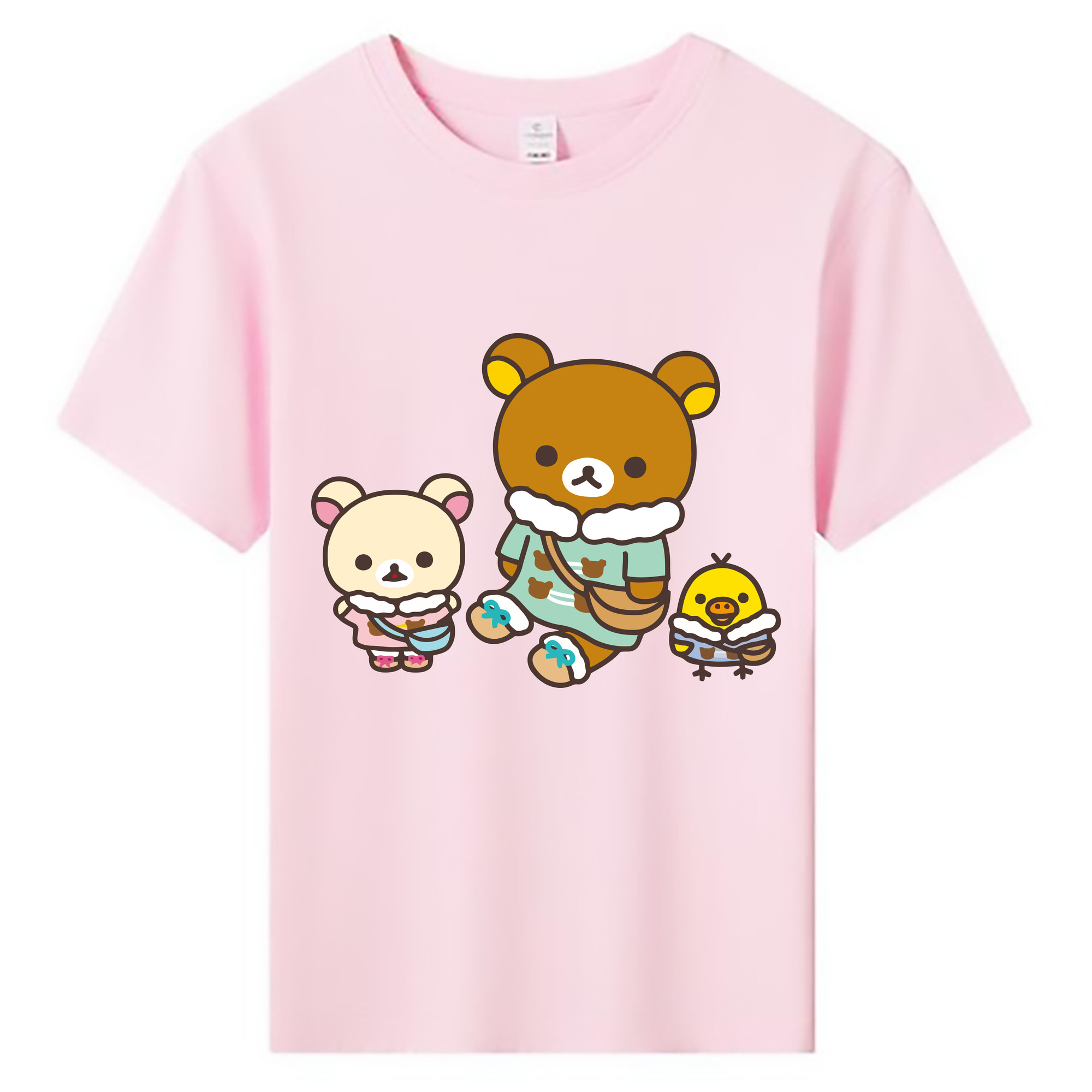 （画像用） リラックマ リラックマ キイロイトリ Rilakkuma Korilakkuma Kiiroitori 綿100％キッズTシャツ（フロントプリント）