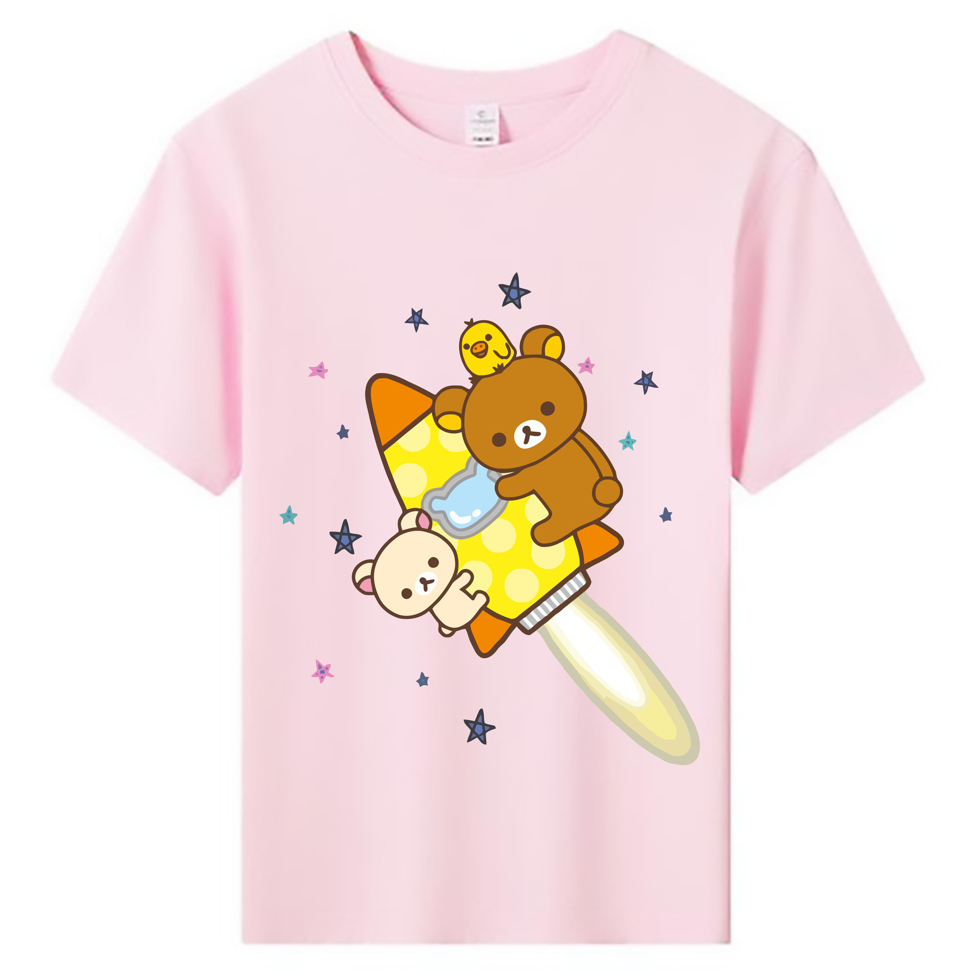 （画像用） リラックマ リラックマ キイロイトリ Rilakkuma Korilakkuma Kiiroitori 綿100％キッズTシャツ（フロントプリント）