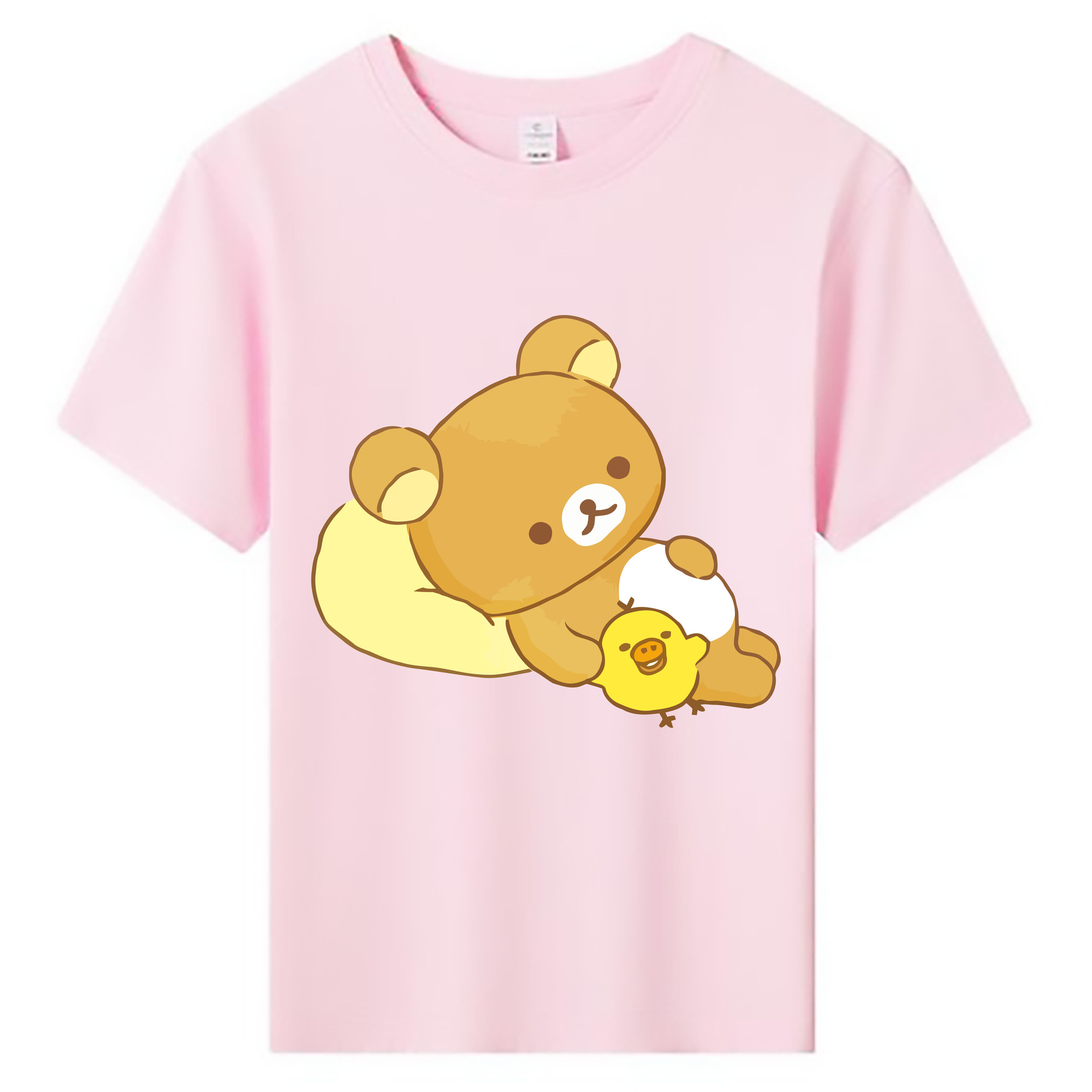 （画像用） リラックマ リラックマ キイロイトリ Rilakkuma Korilakkuma Kiiroitori 綿100％キッズTシャツ（フロントプリント）