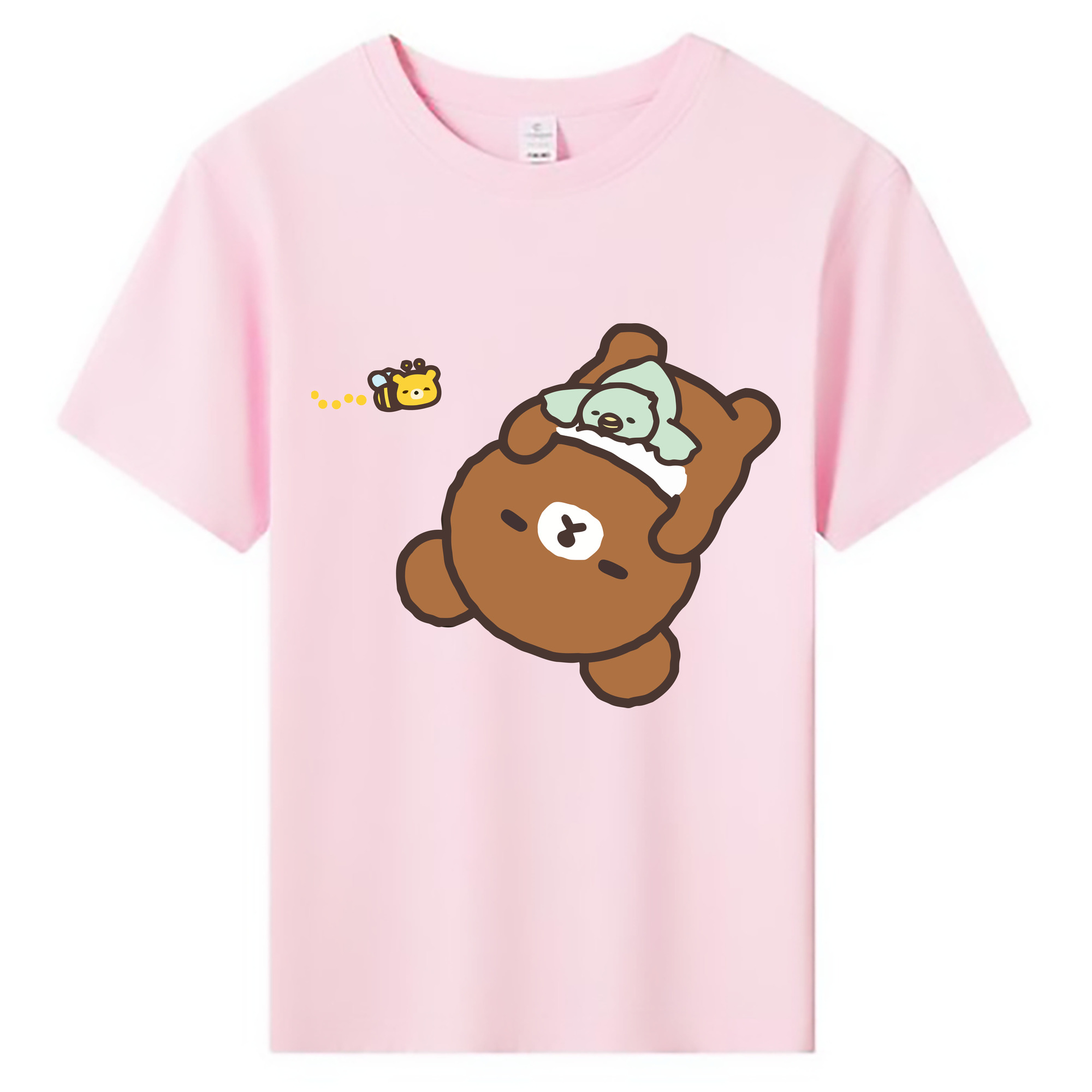 （画像用） リラックマ リラックマ キイロイトリ Rilakkuma Korilakkuma Kiiroitori 綿100％キッズTシャツ（フロントプリント）