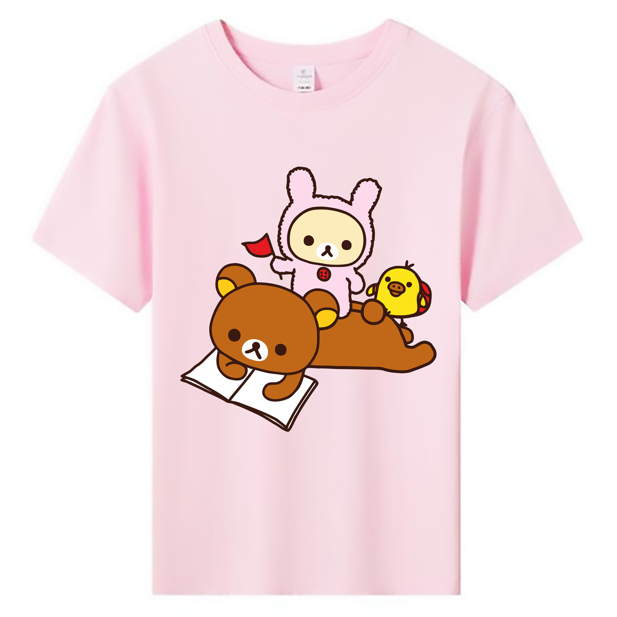 （画像用） リラックマ リラックマ キイロイトリ Rilakkuma Korilakkuma Kiiroitori 綿100％キッズTシャツ（フロントプリント）