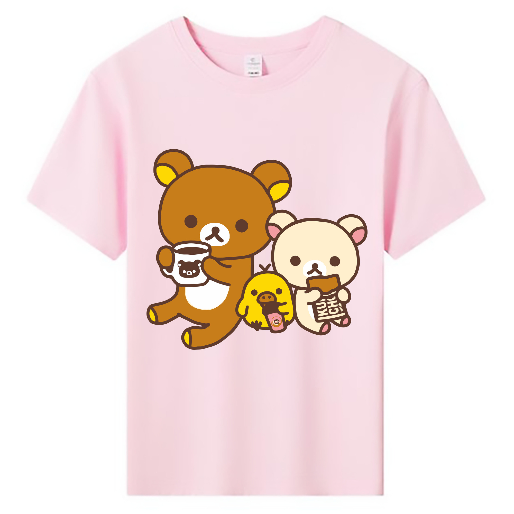 （画像用） リラックマ リラックマ キイロイトリ Rilakkuma Korilakkuma Kiiroitori 綿100％キッズTシャツ（フロントプリント）