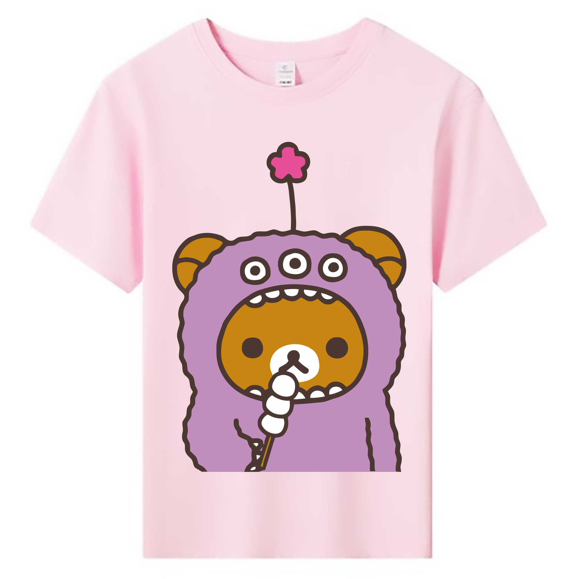 （画像用） リラックマ リラックマ キイロイトリ Rilakkuma Korilakkuma Kiiroitori 綿100％キッズTシャツ（フロントプリント）
