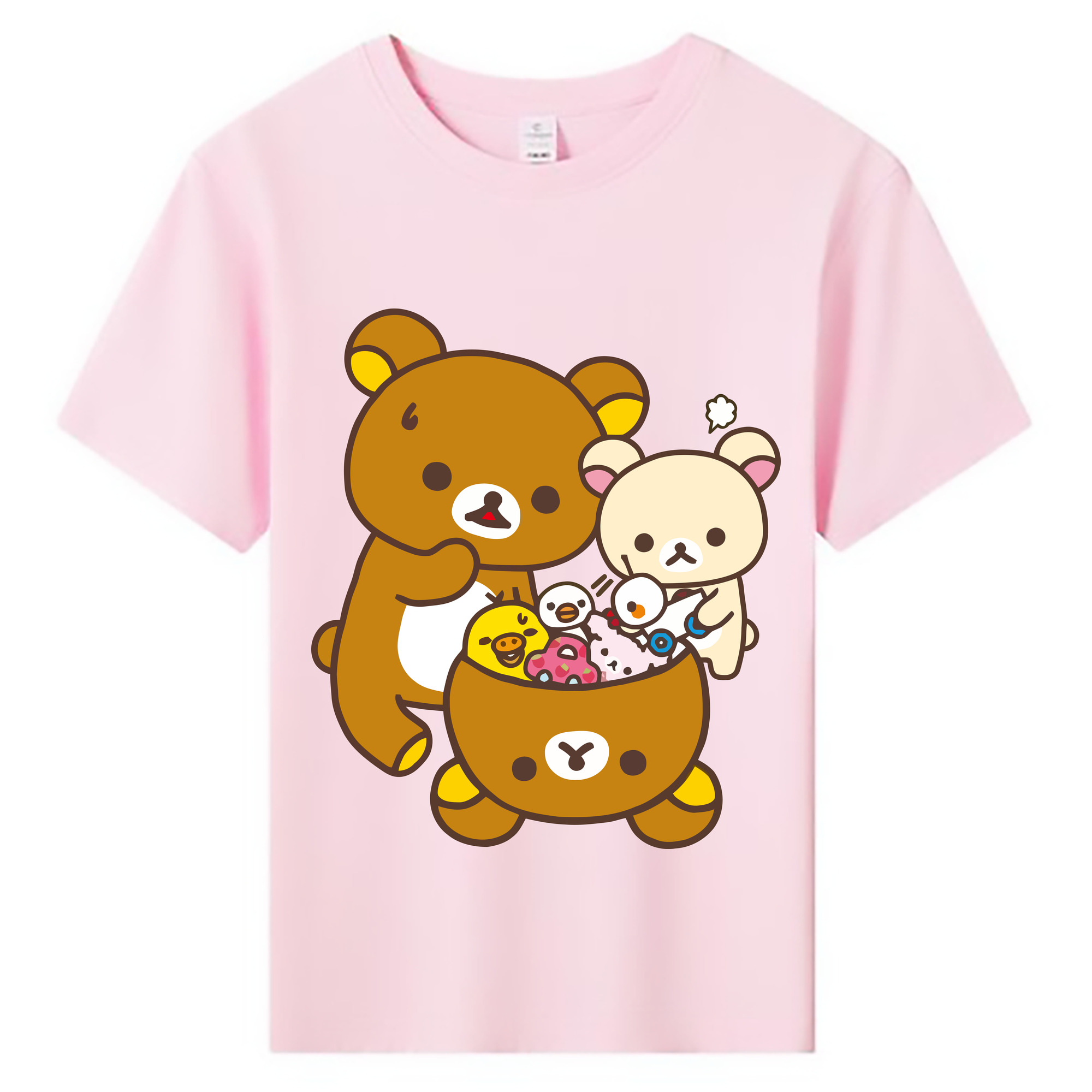 （画像用） リラックマ リラックマ キイロイトリ Rilakkuma Korilakkuma Kiiroitori 綿100％キッズTシャツ（フロントプリント）