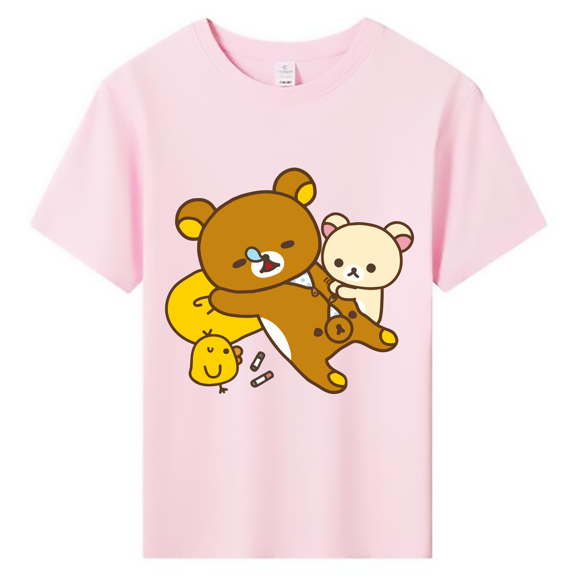 （画像用） リラックマ リラックマ キイロイトリ Rilakkuma Korilakkuma Kiiroitori 綿100％キッズTシャツ（フロントプリント）