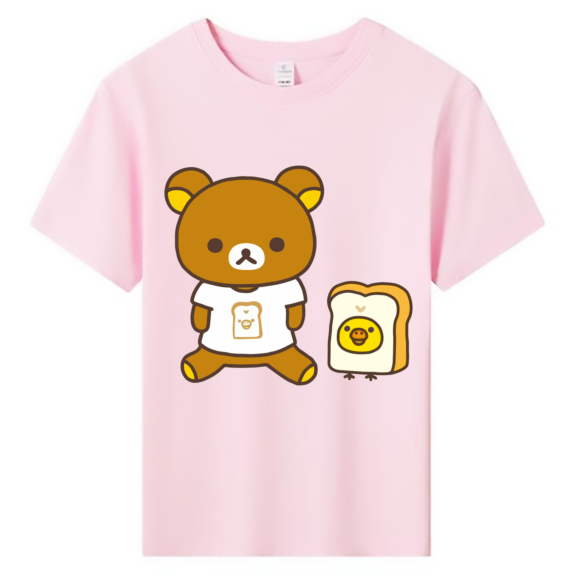 （画像用） リラックマ リラックマ キイロイトリ Rilakkuma Korilakkuma Kiiroitori 綿100％キッズTシャツ（フロントプリント）