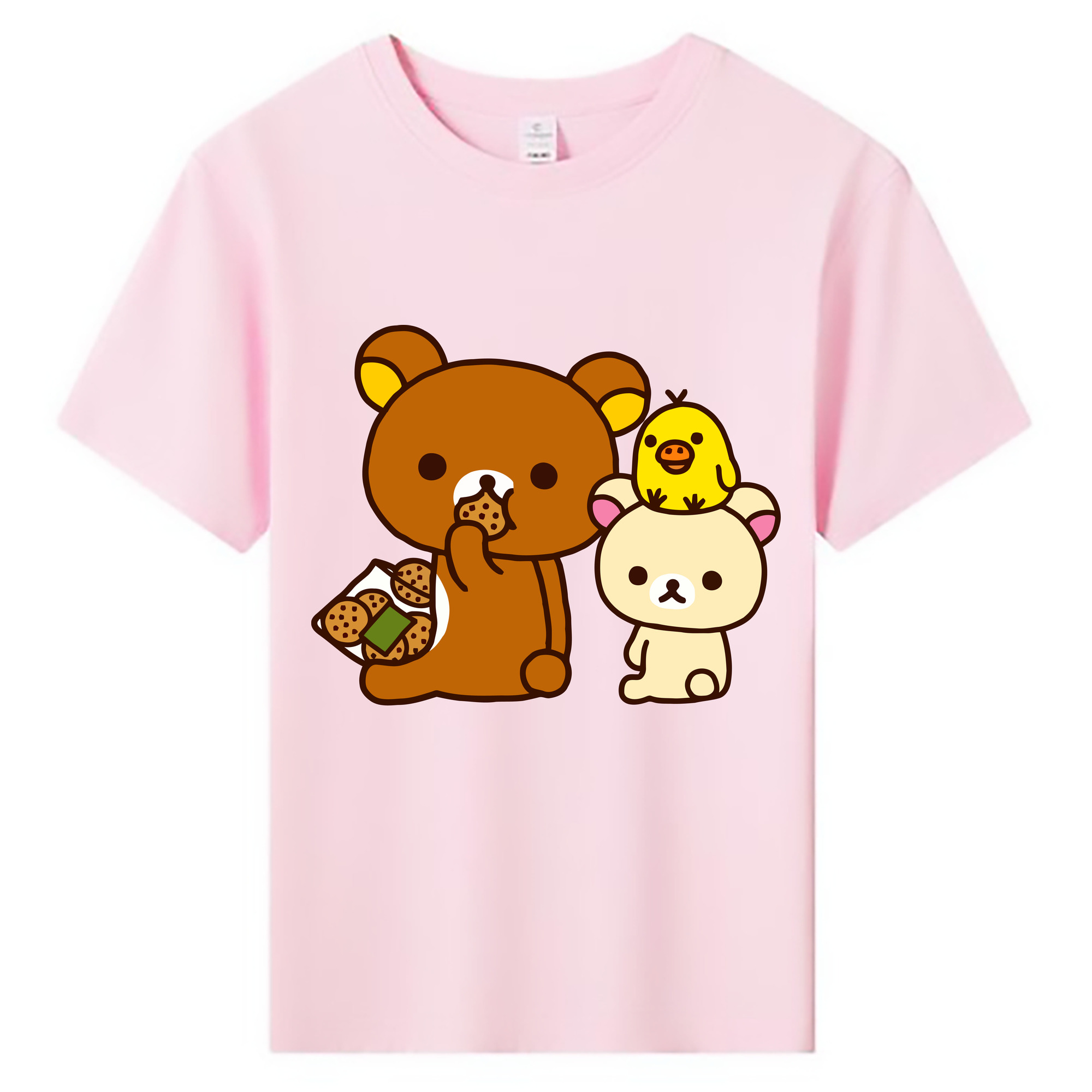 （画像用） リラックマ リラックマ キイロイトリ Rilakkuma Korilakkuma Kiiroitori 綿100％キッズTシャツ（フロントプリント）