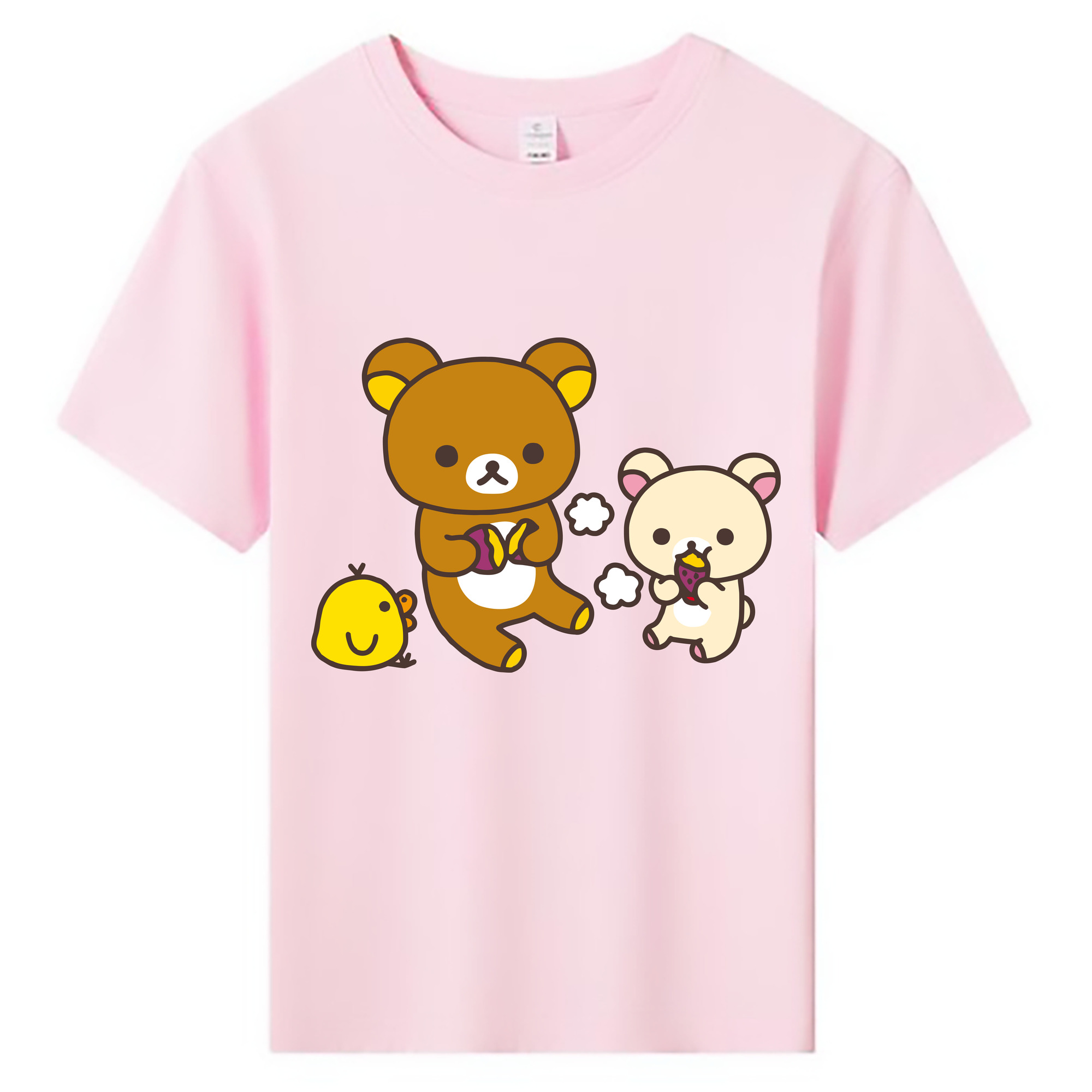 （画像用） リラックマ リラックマ キイロイトリ Rilakkuma Korilakkuma Kiiroitori 綿100％キッズTシャツ（フロントプリント）