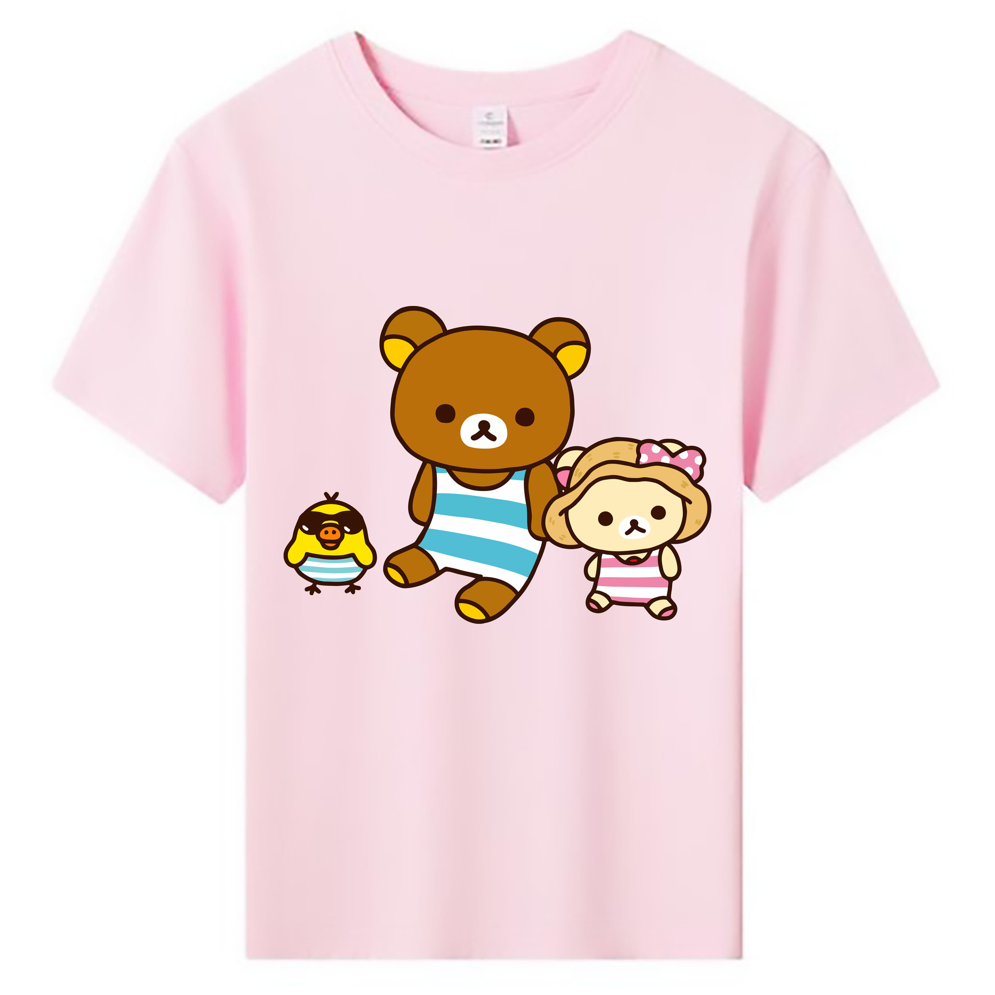 （画像用） リラックマ リラックマ キイロイトリ Rilakkuma Korilakkuma Kiiroitori 綿100％キッズTシャツ（フロントプリント）