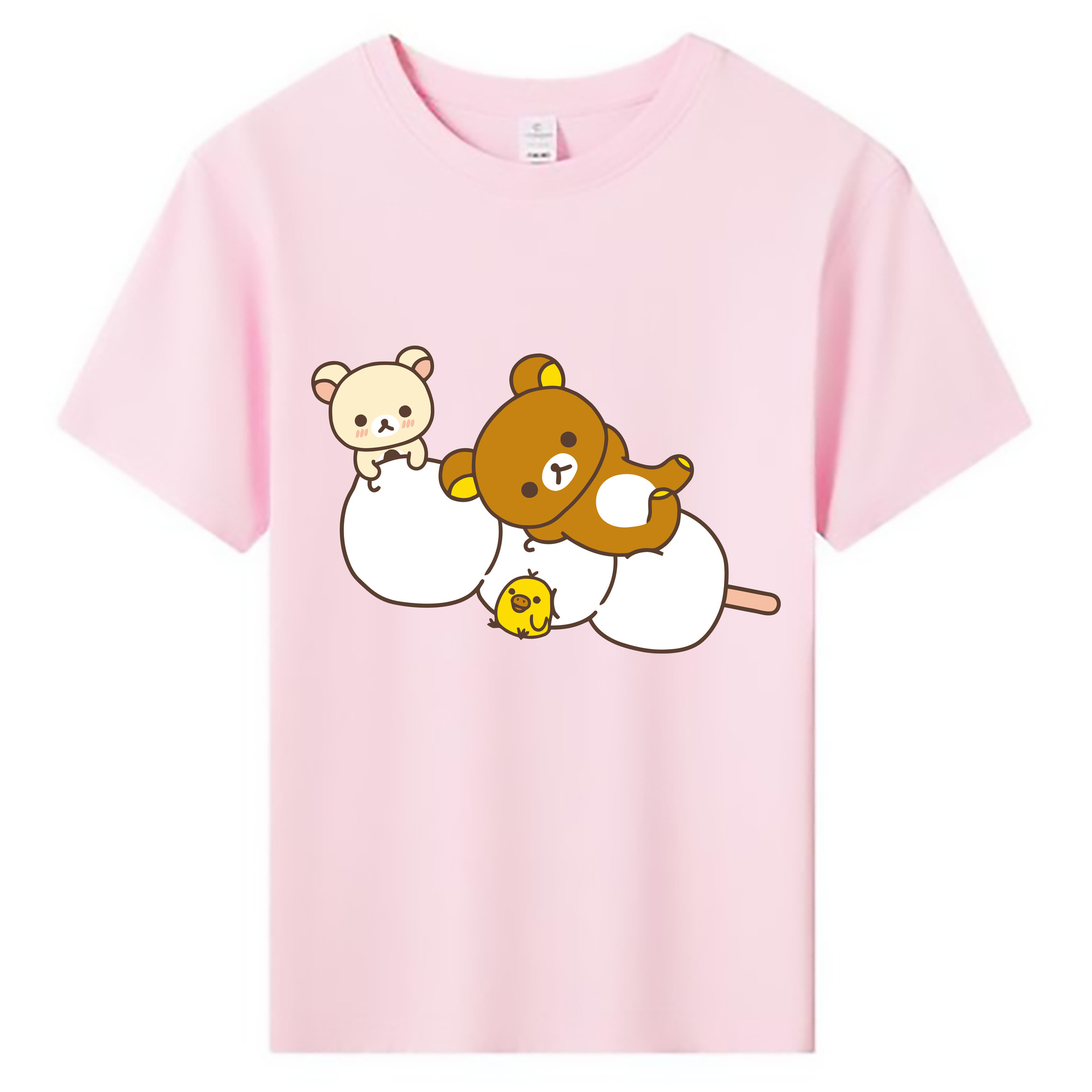 （画像用） リラックマ リラックマ キイロイトリ Rilakkuma Korilakkuma Kiiroitori 綿100％キッズTシャツ（フロントプリント）