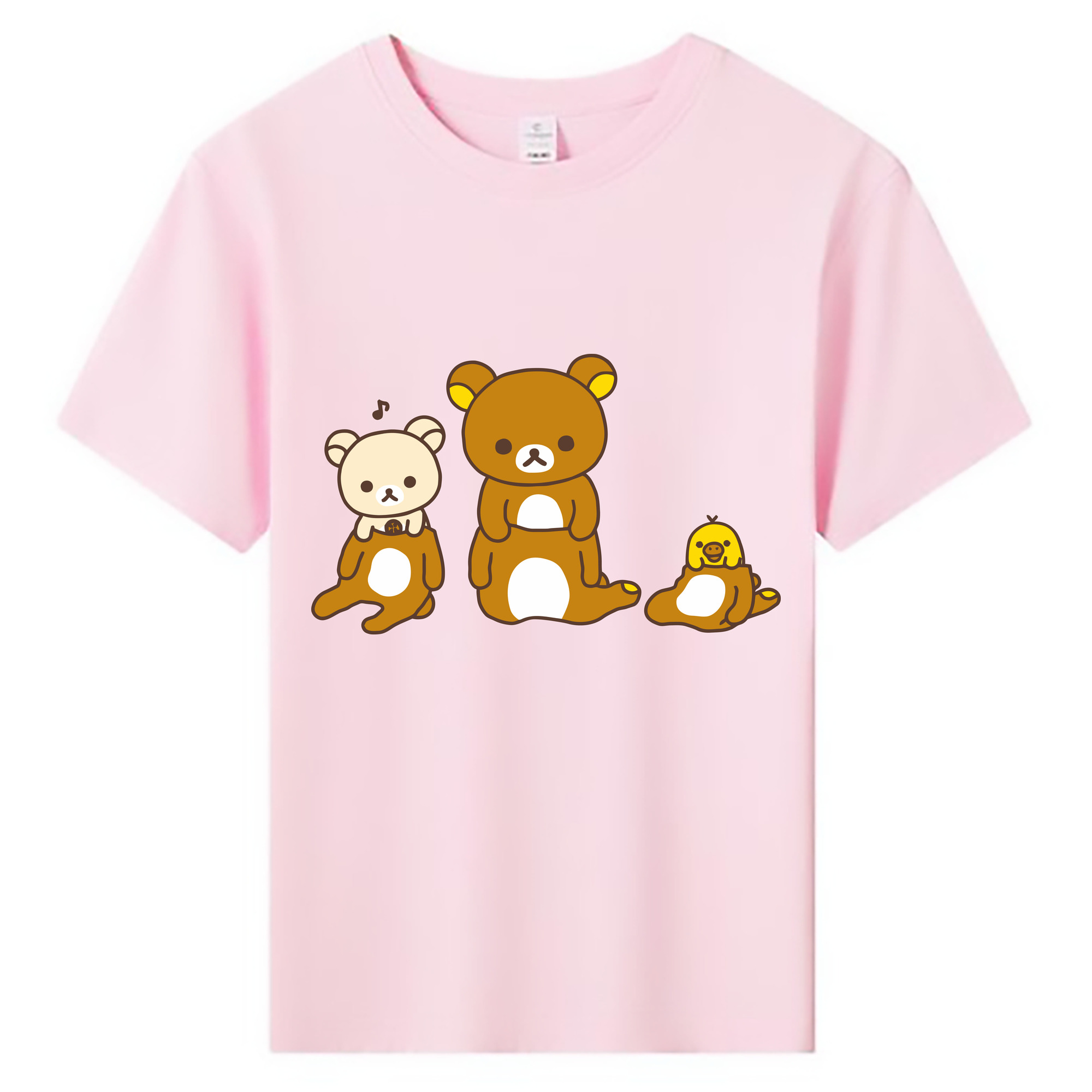 （画像用） リラックマ リラックマ キイロイトリ Rilakkuma Korilakkuma Kiiroitori 綿100％キッズTシャツ（フロントプリント）
