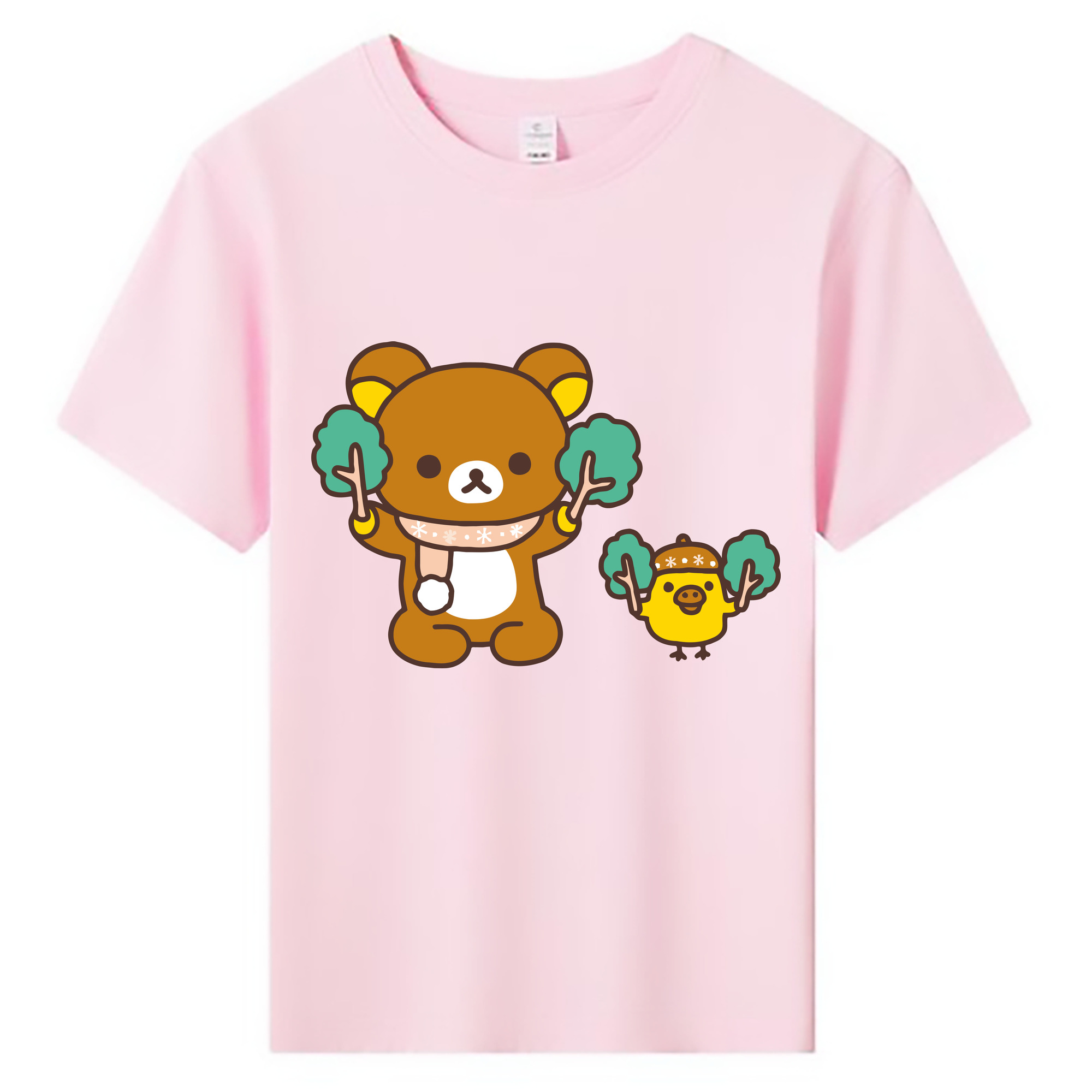 （画像用） リラックマ リラックマ キイロイトリ Rilakkuma Korilakkuma Kiiroitori 綿100％キッズTシャツ（フロントプリント）