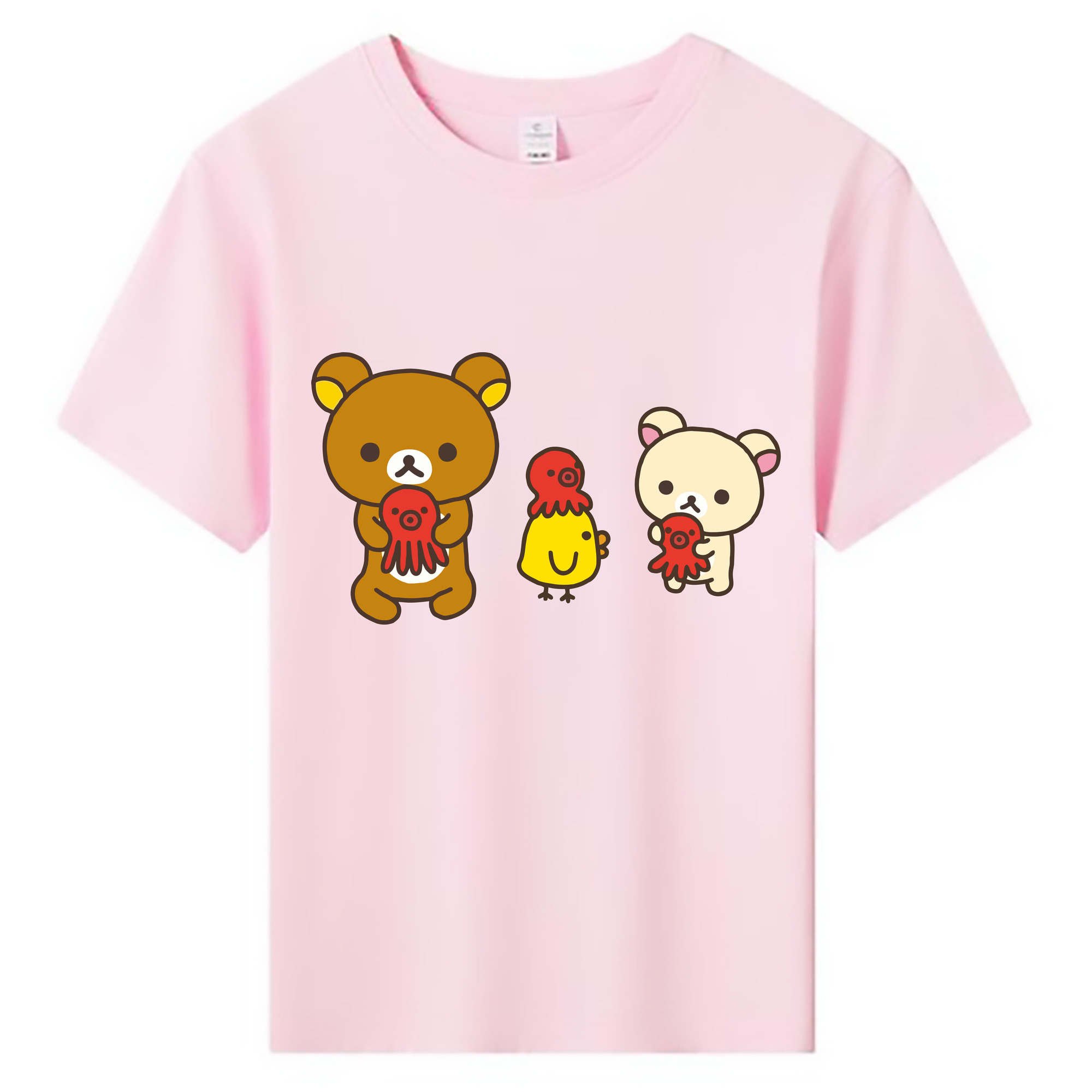 （画像用） リラックマ リラックマ キイロイトリ Rilakkuma Korilakkuma Kiiroitori 綿100％キッズTシャツ（フロントプリント）