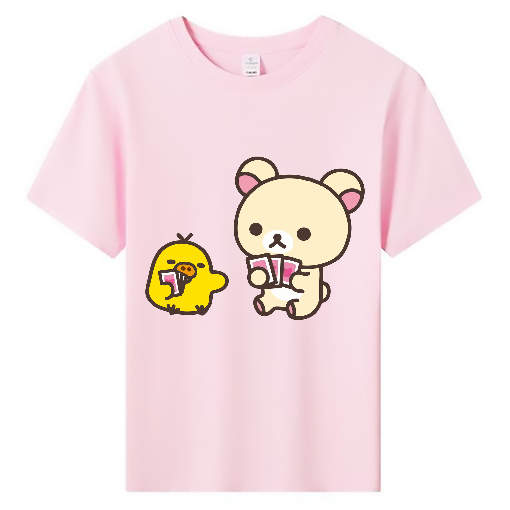 （画像用） リラックマ リラックマ キイロイトリ Rilakkuma Korilakkuma Kiiroitori 綿100％キッズTシャツ（フロントプリント）