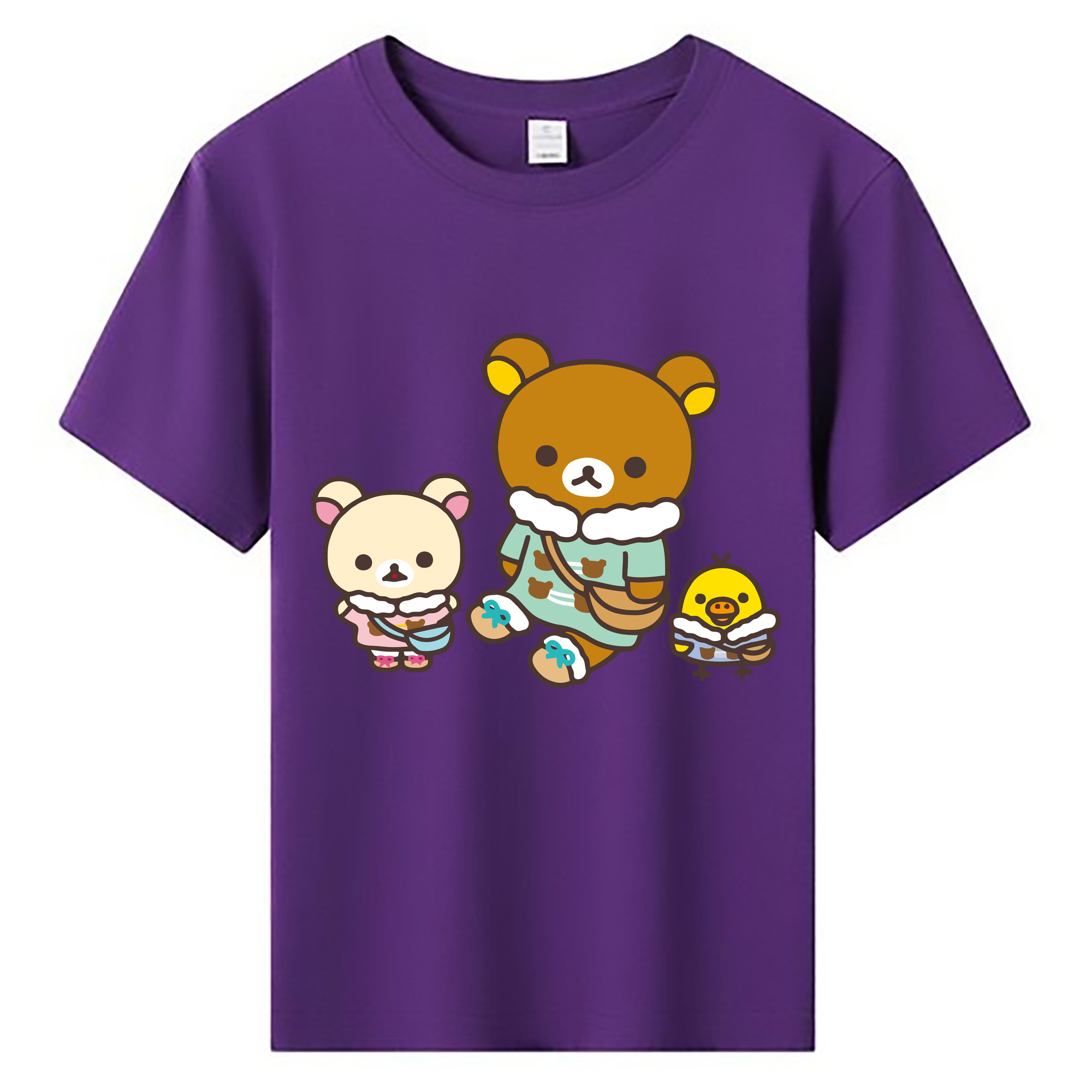 （画像用） リラックマ リラックマ キイロイトリ Rilakkuma Korilakkuma Kiiroitori 綿100％キッズTシャツ（フロントプリント）