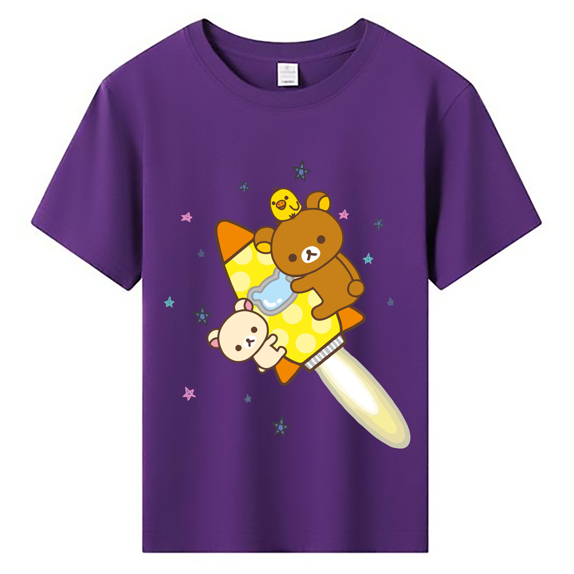 （画像用） リラックマ リラックマ キイロイトリ Rilakkuma Korilakkuma Kiiroitori 綿100％キッズTシャツ（フロントプリント）