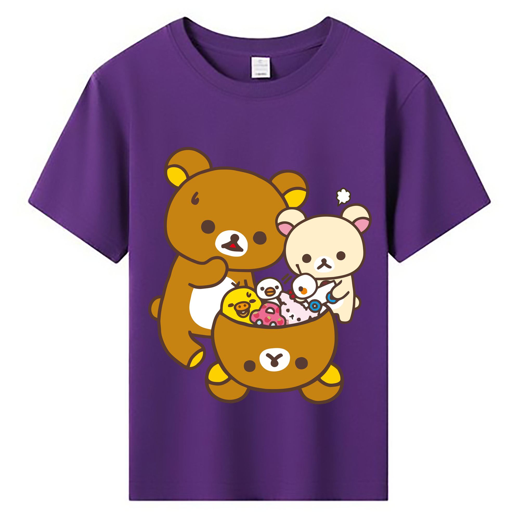 （画像用） リラックマ リラックマ キイロイトリ Rilakkuma Korilakkuma Kiiroitori 綿100％キッズTシャツ（フロントプリント）