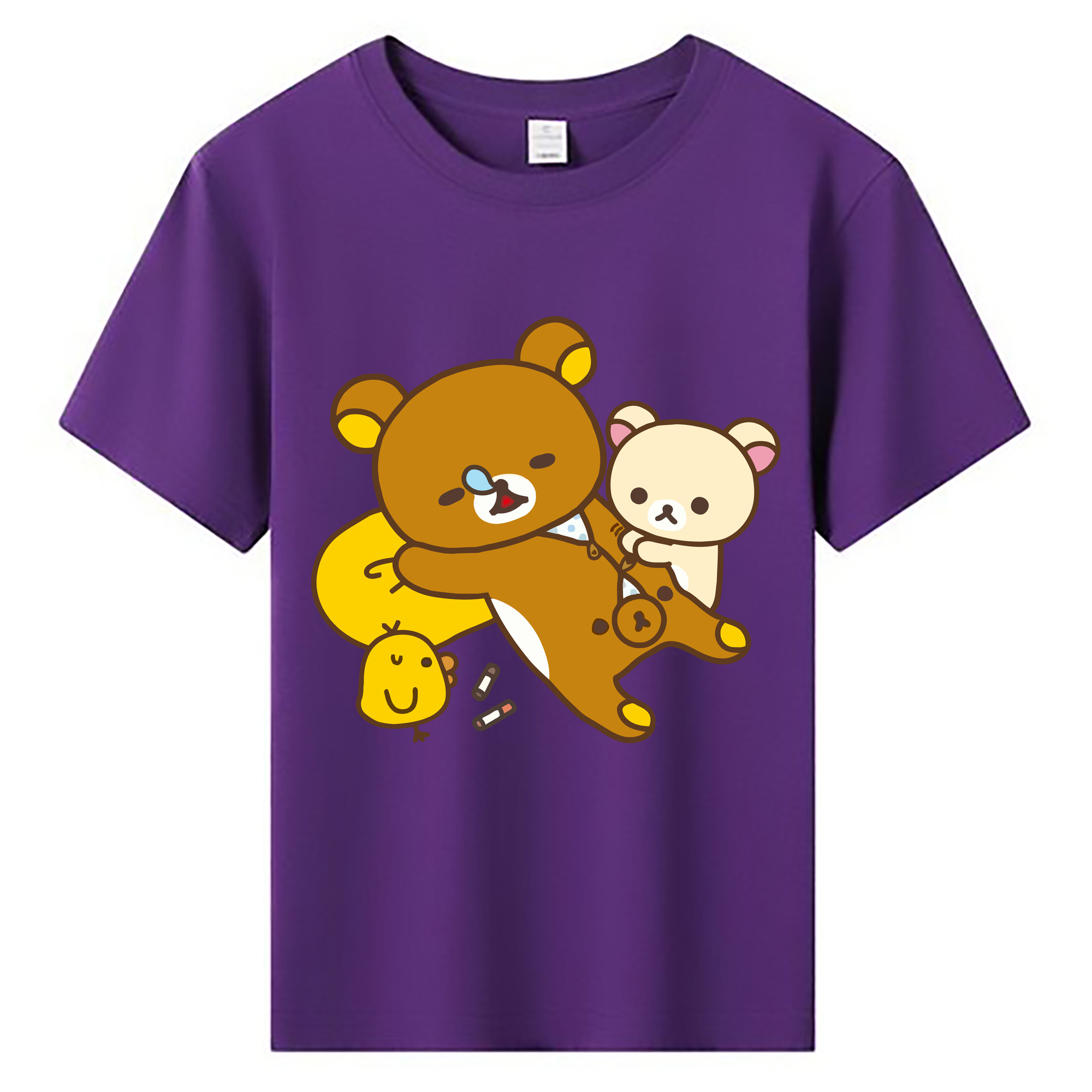 （画像用） リラックマ リラックマ キイロイトリ Rilakkuma Korilakkuma Kiiroitori 綿100％キッズTシャツ（フロントプリント）