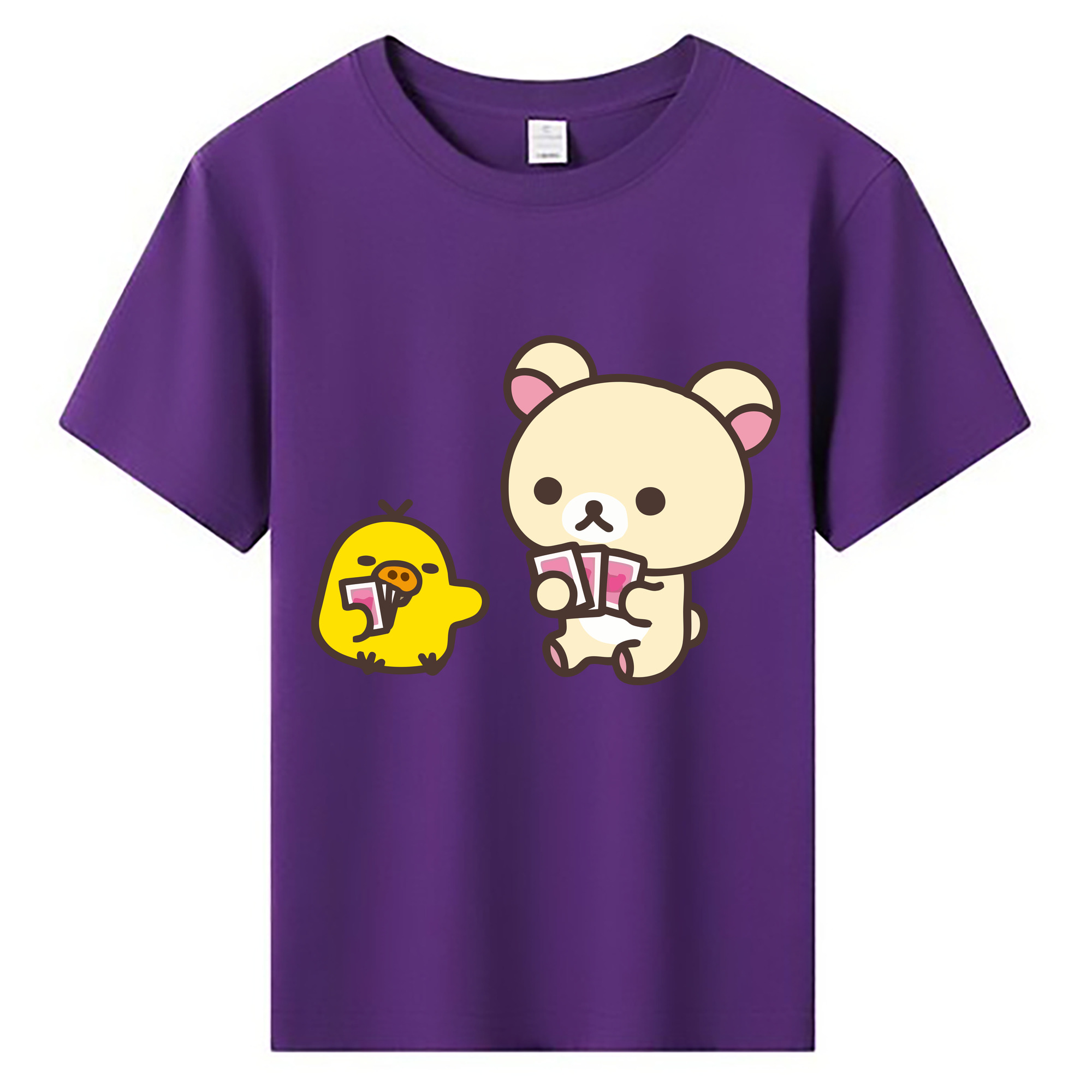 （画像用） リラックマ リラックマ キイロイトリ Rilakkuma Korilakkuma Kiiroitori 綿100％キッズTシャツ（フロントプリント）