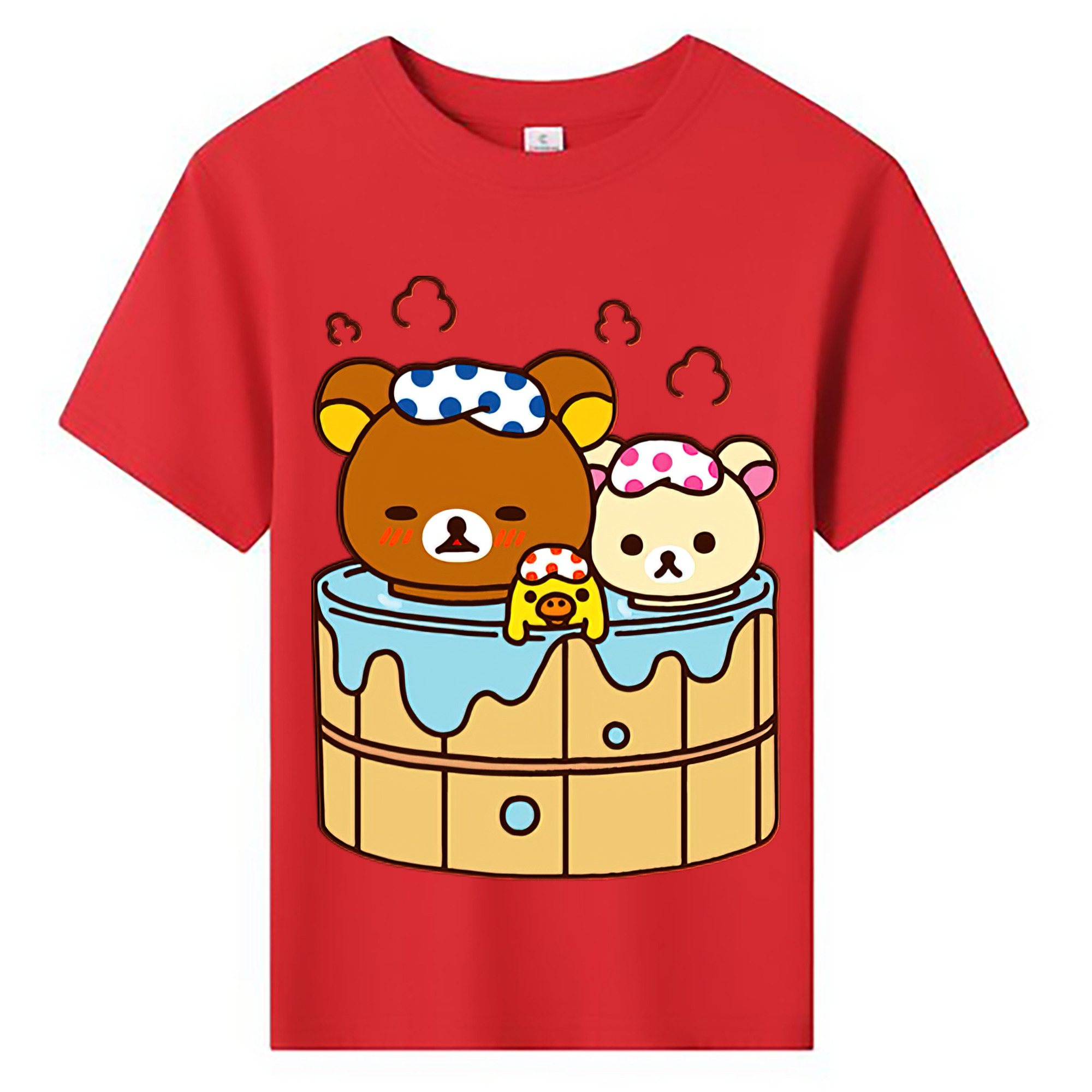 （画像用） リラックマ リラックマ キイロイトリ Rilakkuma Korilakkuma Kiiroitori 綿100％キッズTシャツ（フロントプリント）