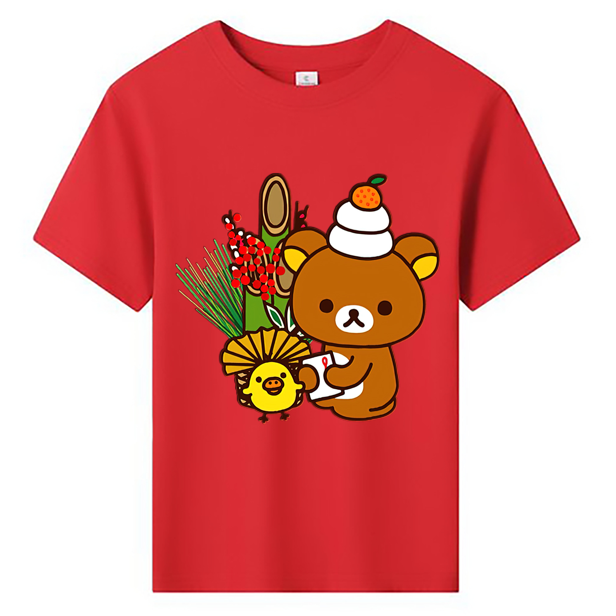 （画像用） リラックマ リラックマ キイロイトリ Rilakkuma Korilakkuma Kiiroitori 綿100％キッズTシャツ（フロントプリント）