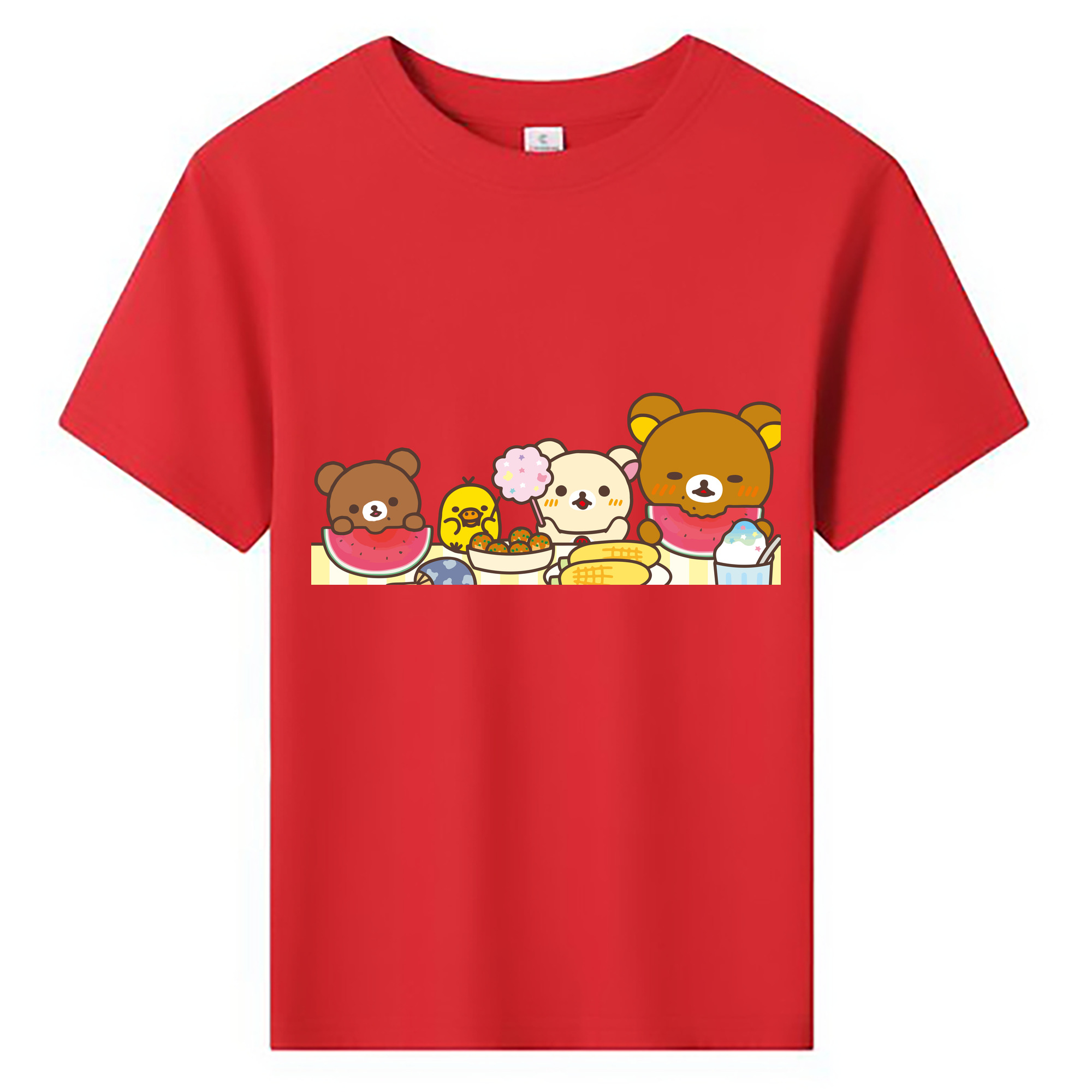 （画像用） リラックマ リラックマ キイロイトリ Rilakkuma Korilakkuma Kiiroitori 綿100％キッズTシャツ（フロントプリント）