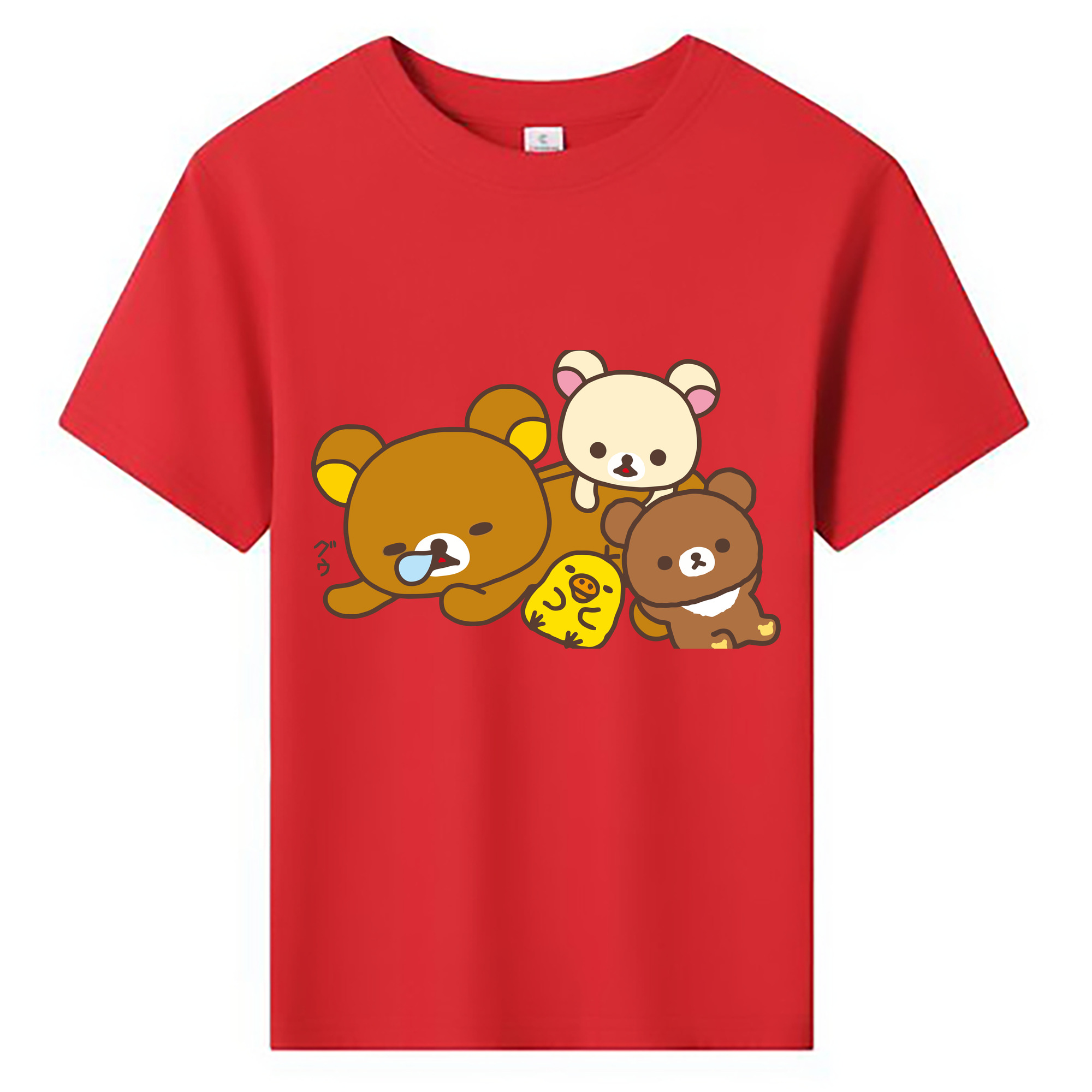 （画像用） リラックマ リラックマ キイロイトリ Rilakkuma Korilakkuma Kiiroitori 綿100％キッズTシャツ（フロントプリント）