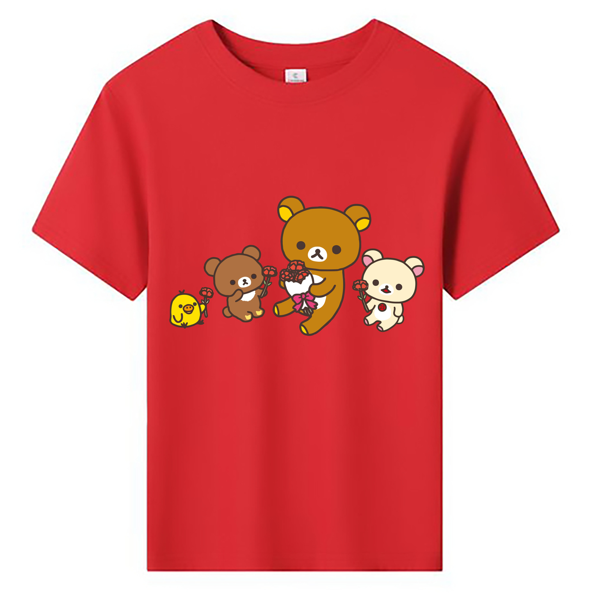 （画像用） リラックマ リラックマ キイロイトリ Rilakkuma Korilakkuma Kiiroitori 綿100％キッズTシャツ（フロントプリント）