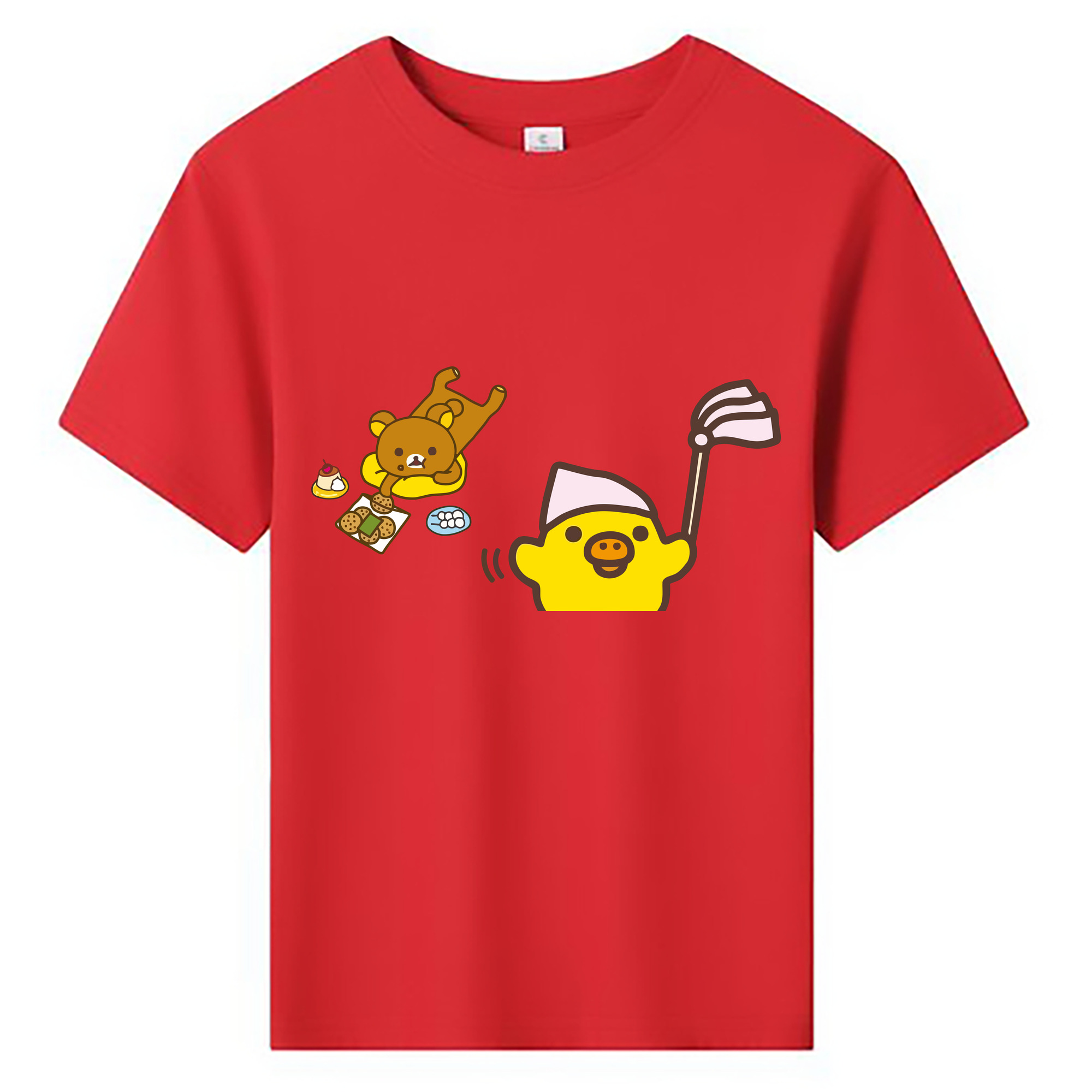 （画像用） リラックマ リラックマ キイロイトリ Rilakkuma Korilakkuma Kiiroitori 綿100％キッズTシャツ（フロントプリント）