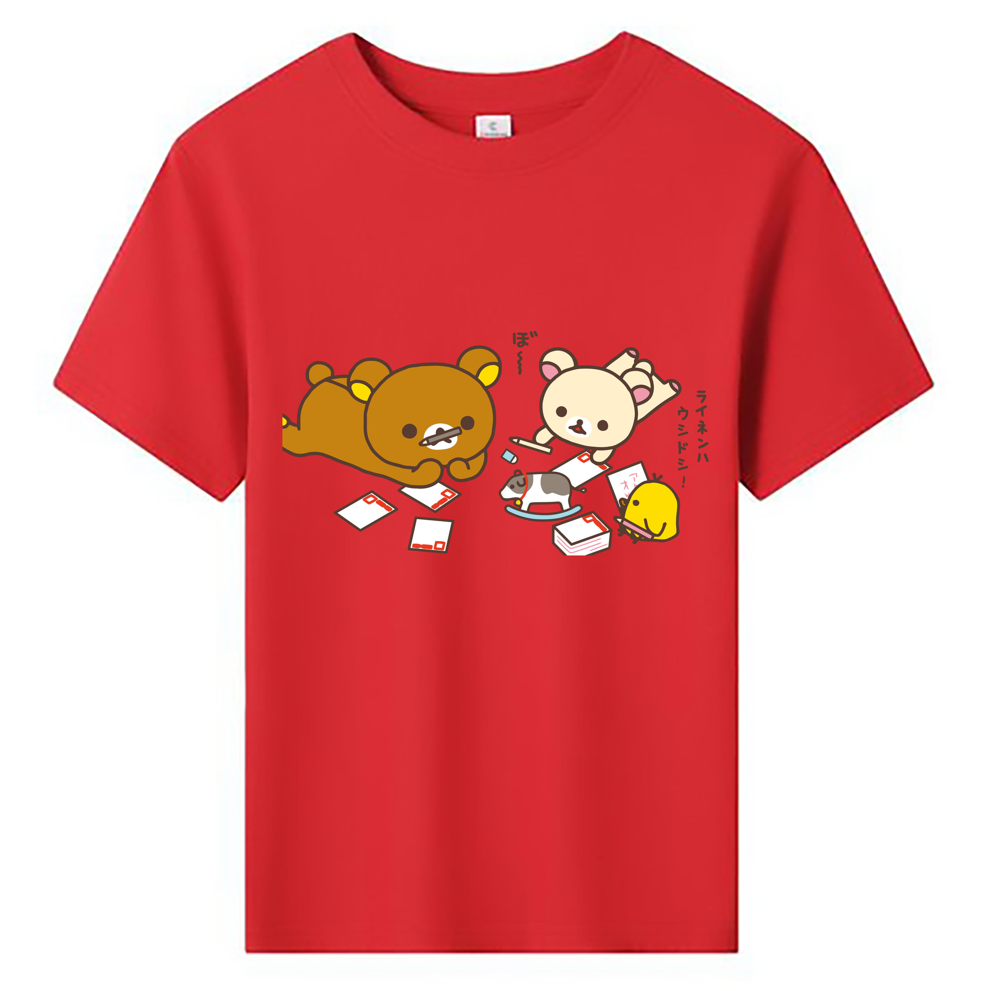 （画像用） リラックマ リラックマ キイロイトリ Rilakkuma Korilakkuma Kiiroitori 綿100％キッズTシャツ（フロントプリント）