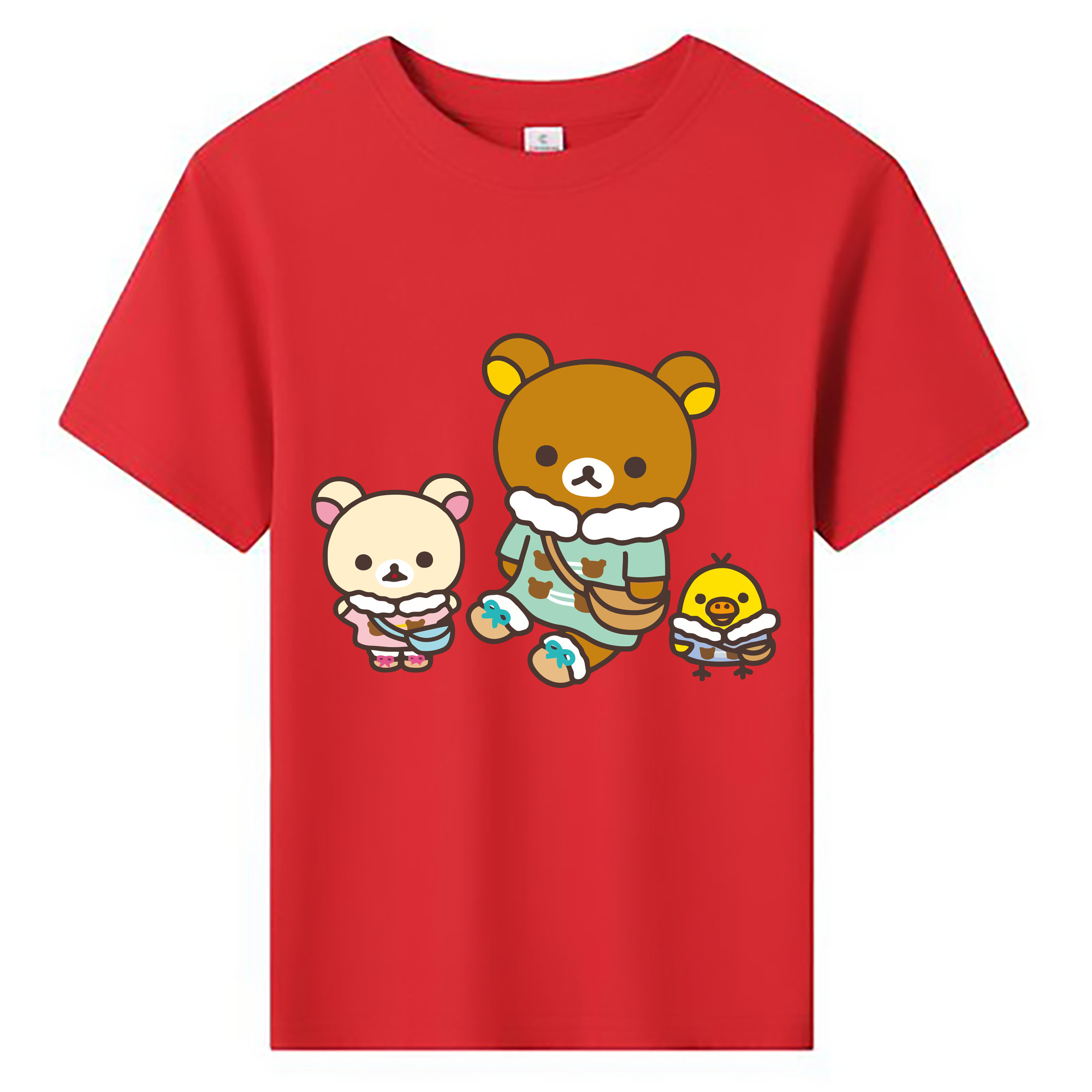 （画像用） リラックマ リラックマ キイロイトリ Rilakkuma Korilakkuma Kiiroitori 綿100％キッズTシャツ（フロントプリント）