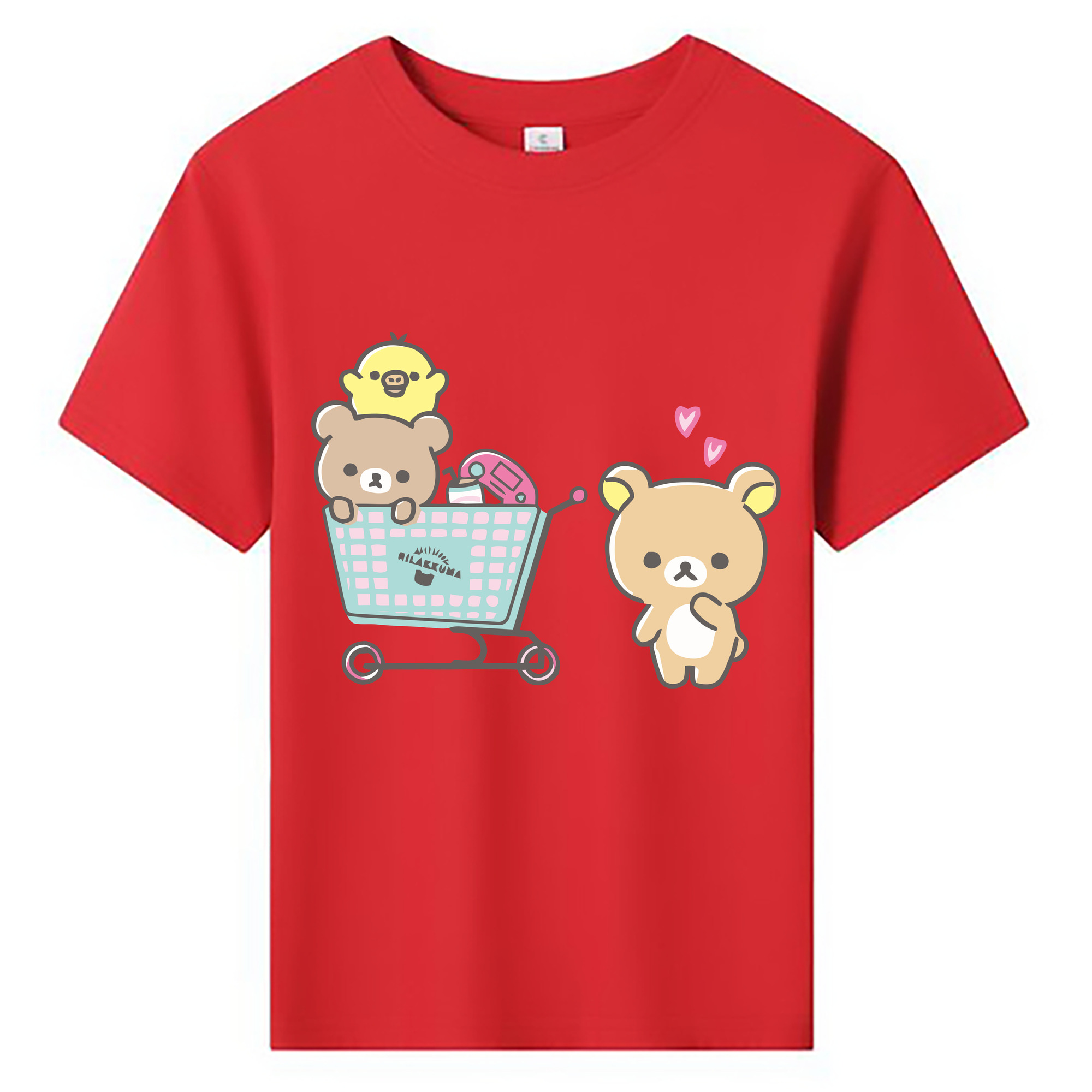 （画像用） リラックマ リラックマ キイロイトリ Rilakkuma Korilakkuma Kiiroitori 綿100％キッズTシャツ（フロントプリント）