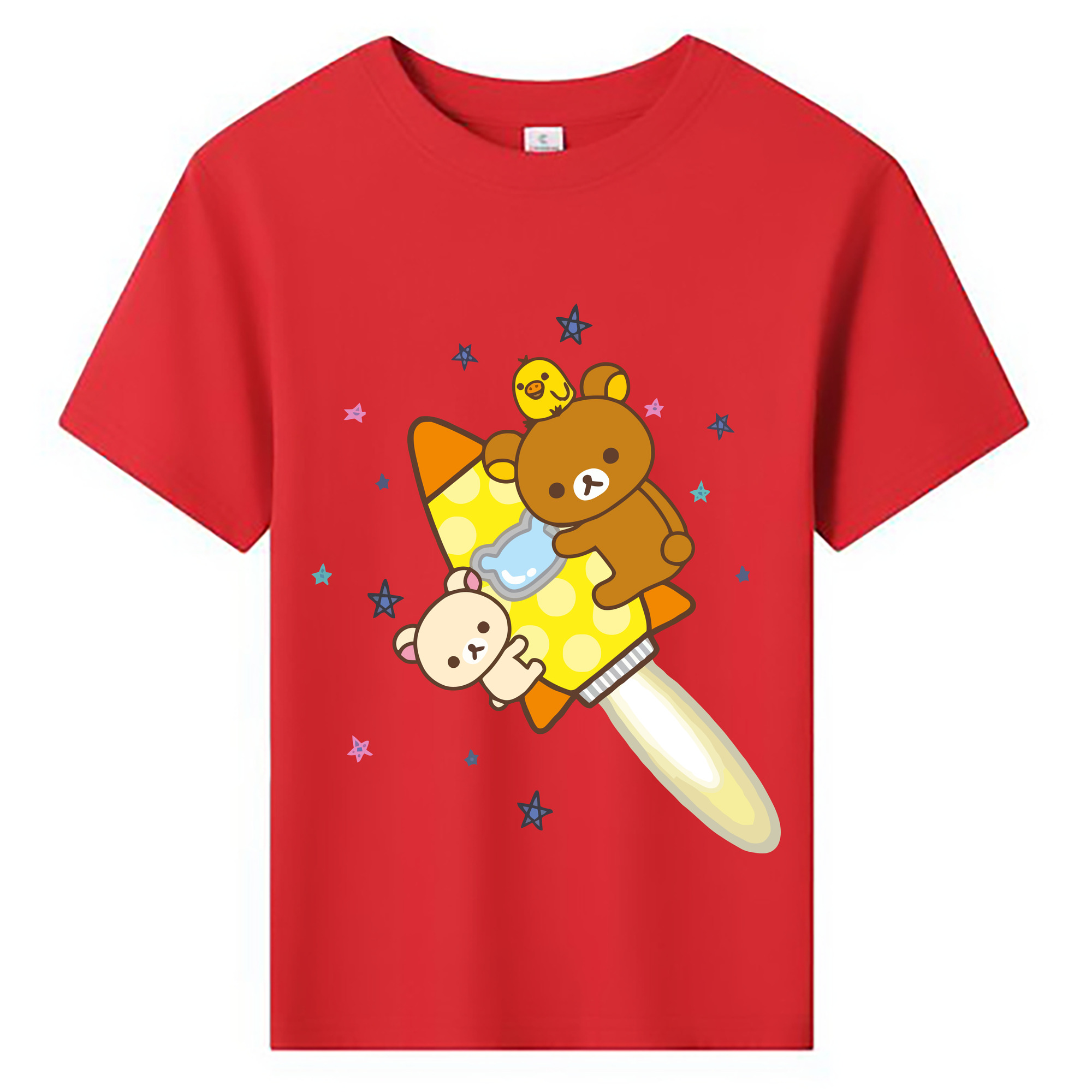 （画像用） リラックマ リラックマ キイロイトリ Rilakkuma Korilakkuma Kiiroitori 綿100％キッズTシャツ（フロントプリント）