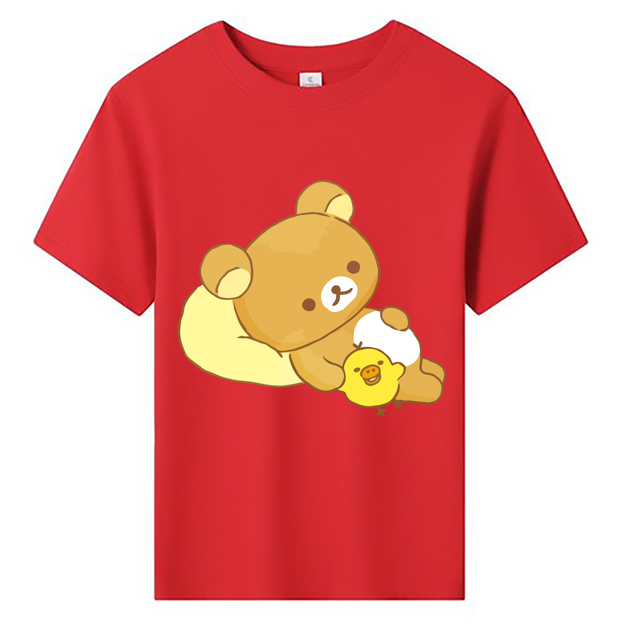 （画像用） リラックマ リラックマ キイロイトリ Rilakkuma Korilakkuma Kiiroitori 綿100％キッズTシャツ（フロントプリント）