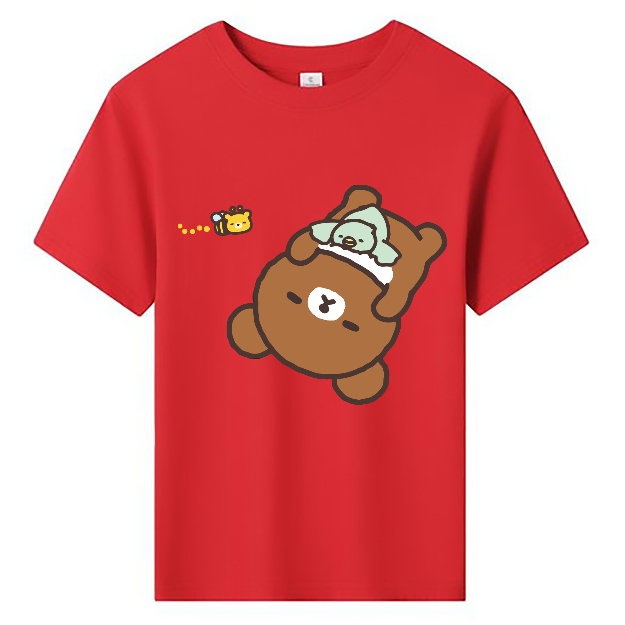 （画像用） リラックマ リラックマ キイロイトリ Rilakkuma Korilakkuma Kiiroitori 綿100％キッズTシャツ（フロントプリント）