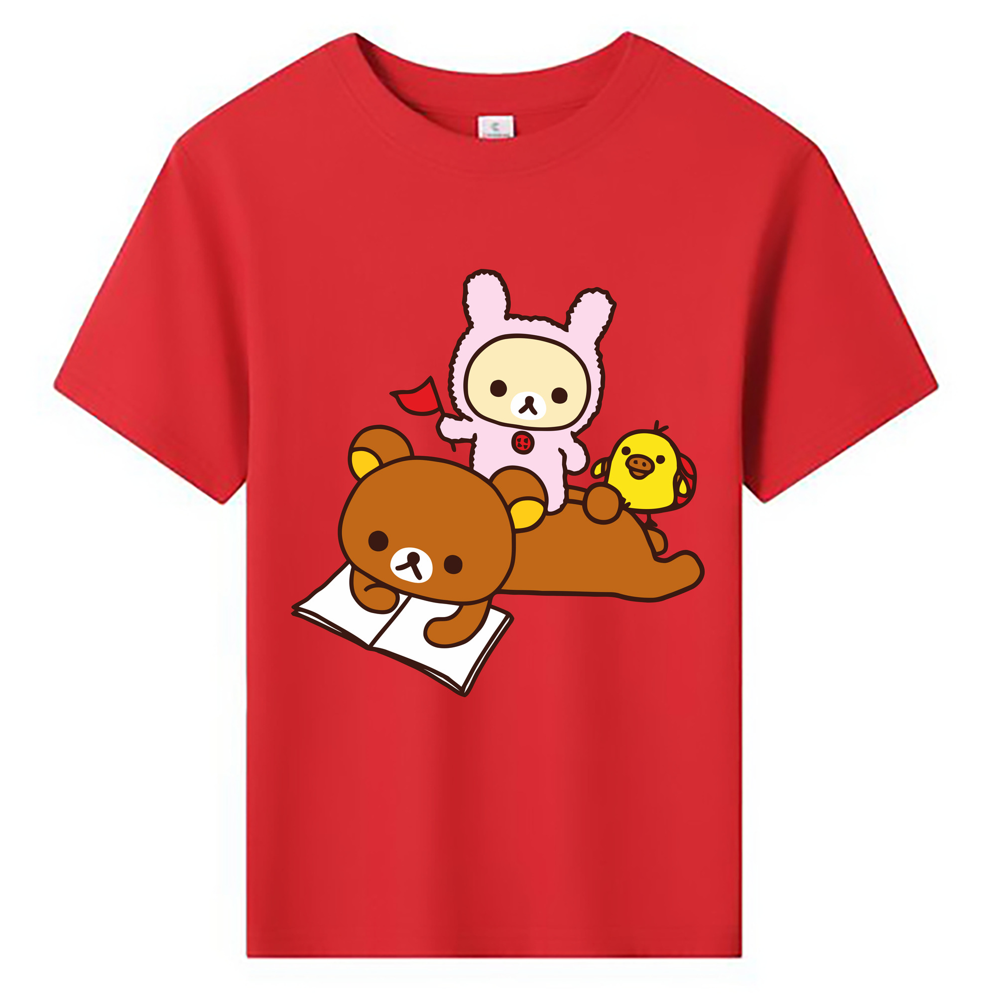 （画像用） リラックマ リラックマ キイロイトリ Rilakkuma Korilakkuma Kiiroitori 綿100％キッズTシャツ（フロントプリント）