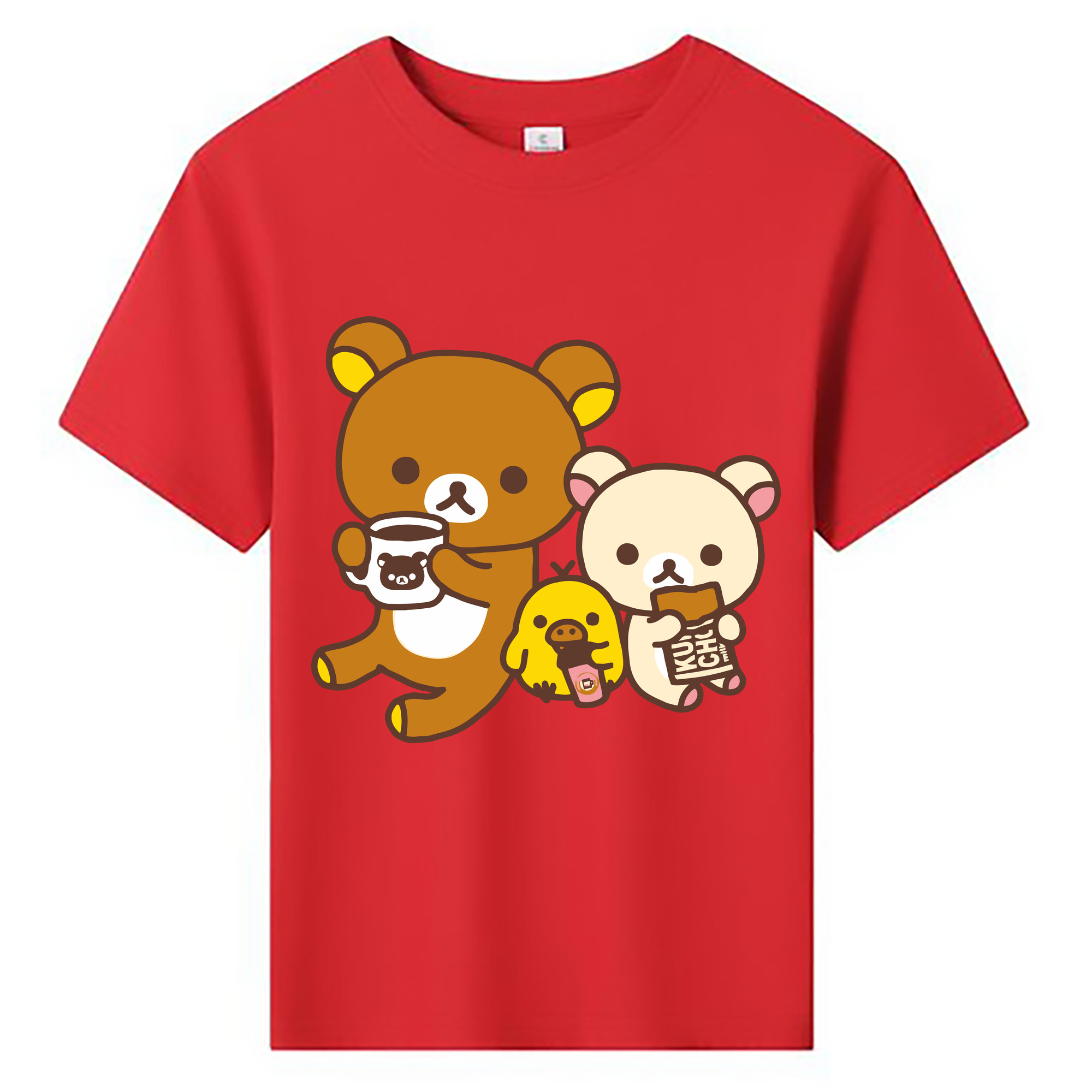 （画像用） リラックマ リラックマ キイロイトリ Rilakkuma Korilakkuma Kiiroitori 綿100％キッズTシャツ（フロントプリント）