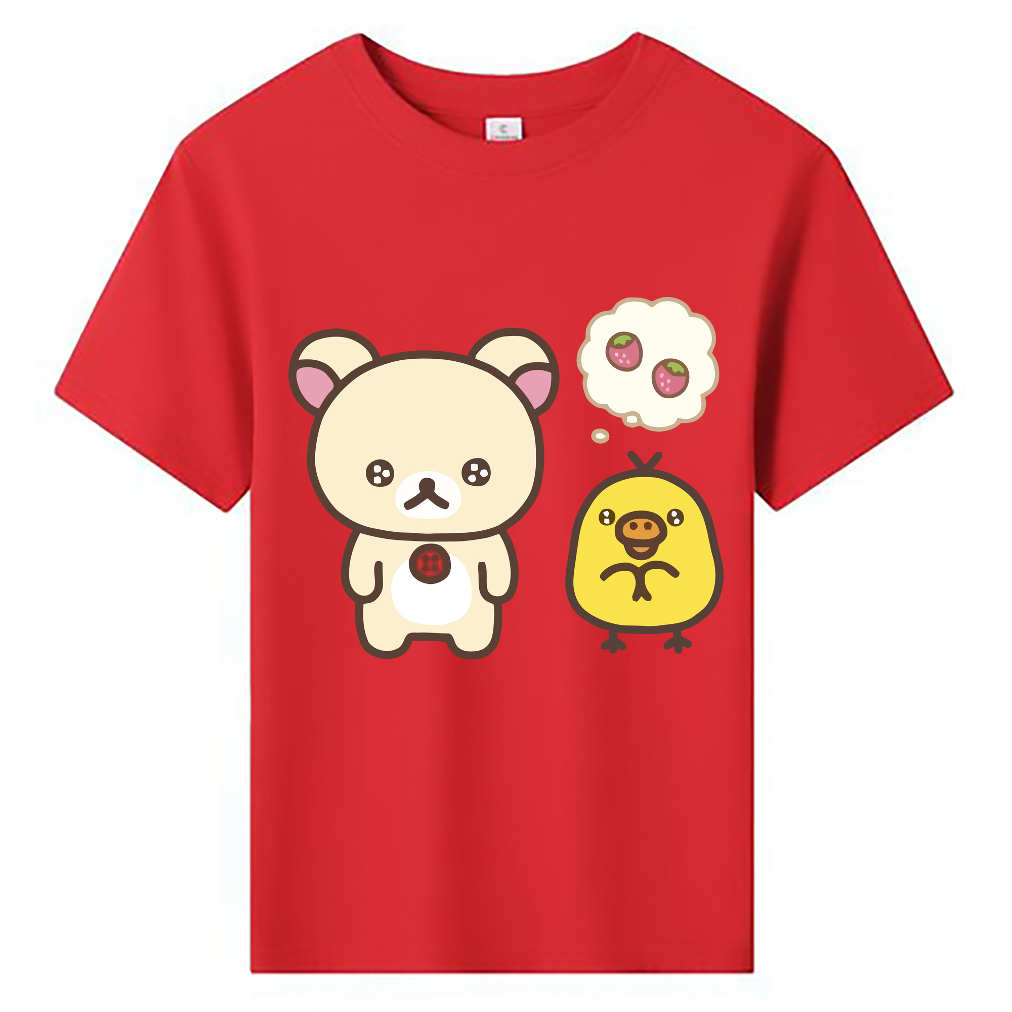 （画像用） リラックマ リラックマ キイロイトリ Rilakkuma Korilakkuma Kiiroitori 綿100％キッズTシャツ（フロントプリント）